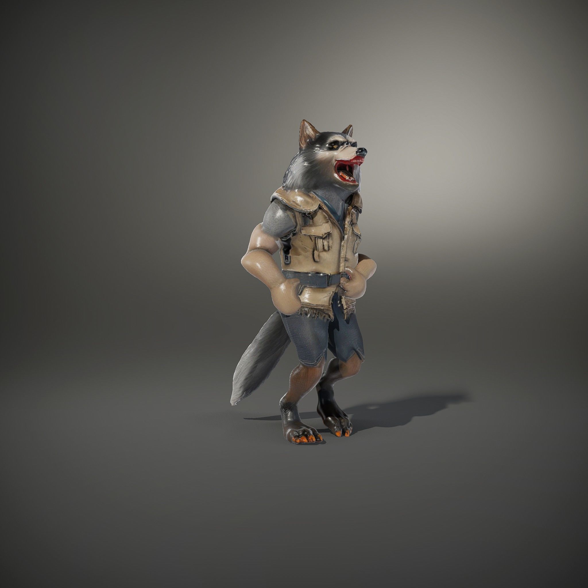 Ferocious Werewolf Hunter Rigged and Animated Character Model Low-poly 3D model_35