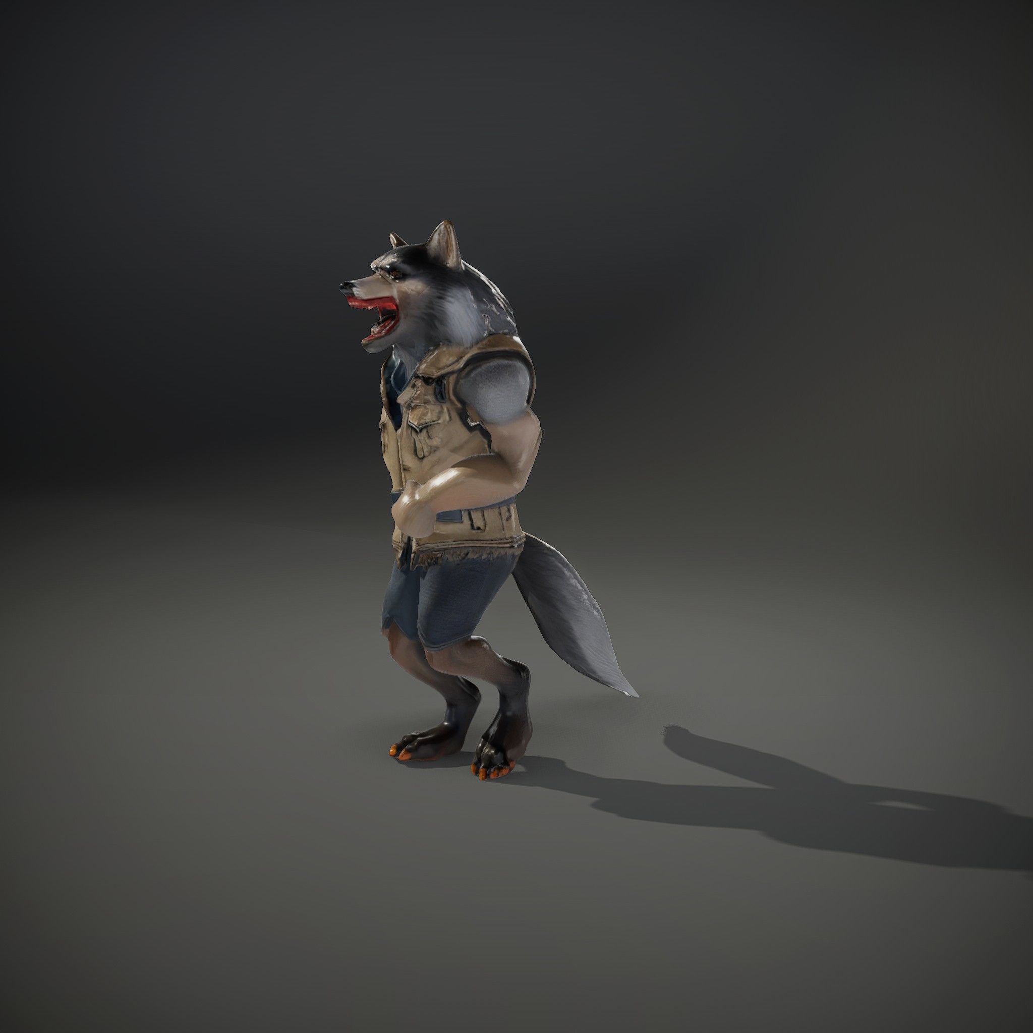 Ferocious Werewolf Hunter Rigged and Animated Character Model Low-poly 3D model_36
