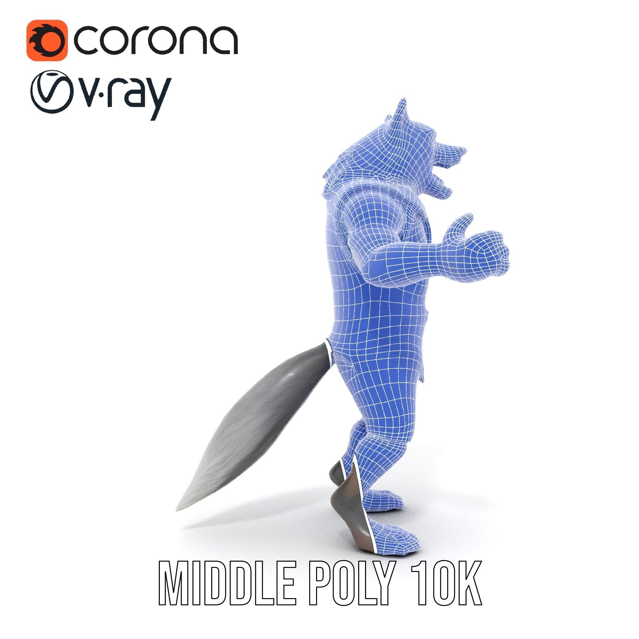 Ferocious Werewolf Hunter Rigged and Animated Character Model Low-poly 3D model_29