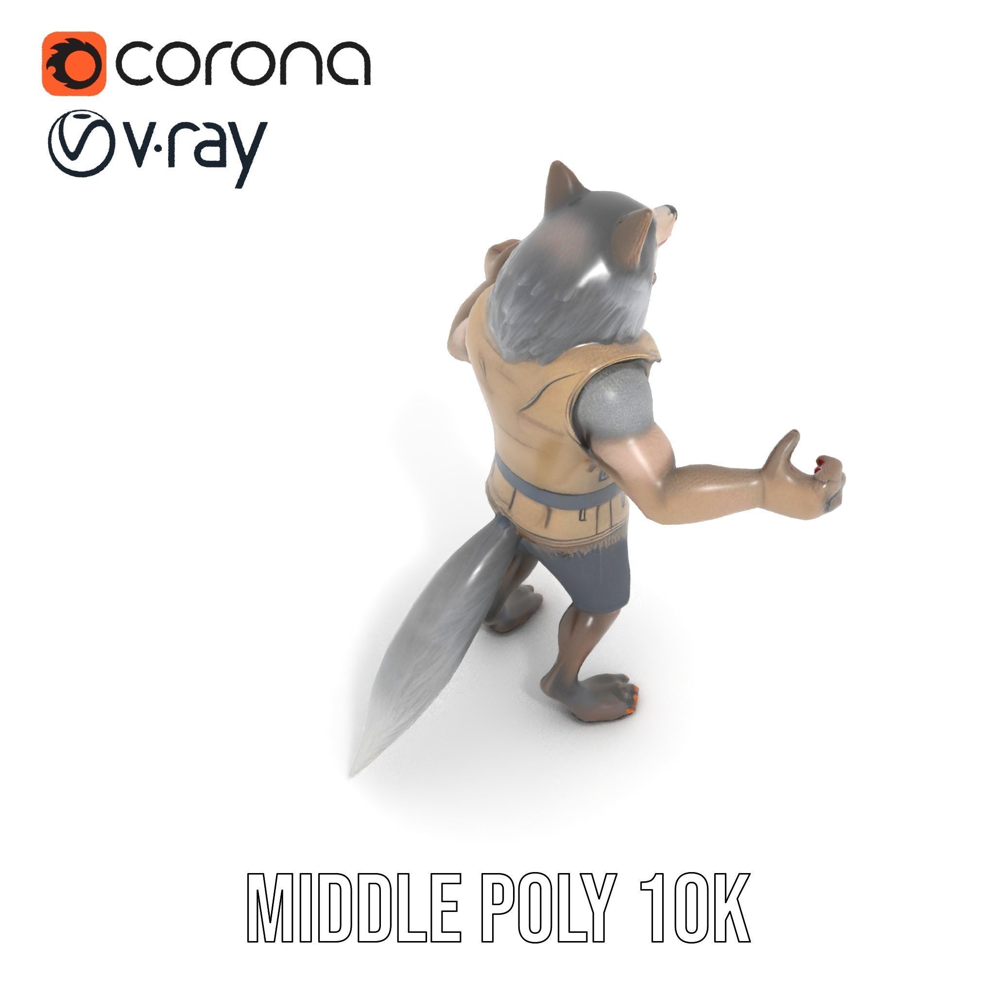 Ferocious Werewolf Hunter Rigged and Animated Character Model Low-poly 3D model_18