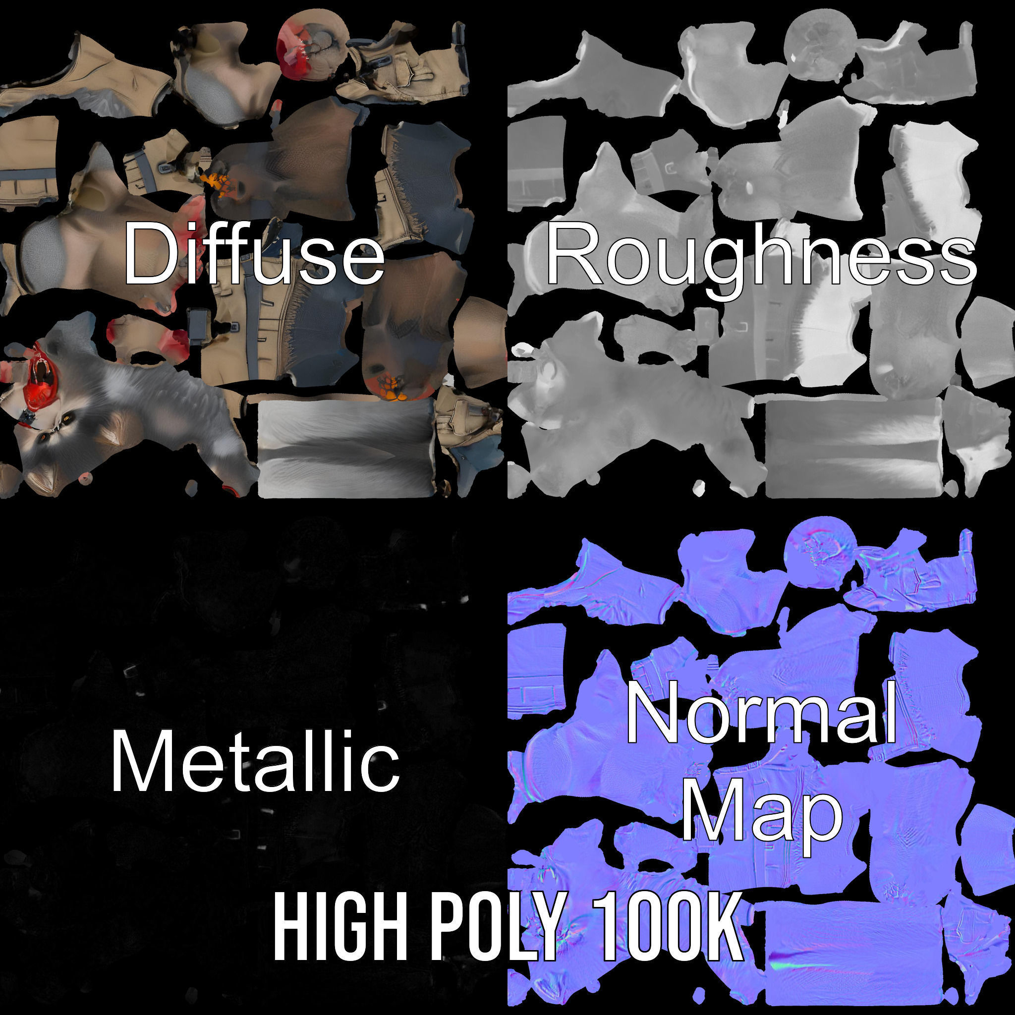 Ferocious Werewolf Hunter Rigged and Animated Character Model Low-poly 3D model_3