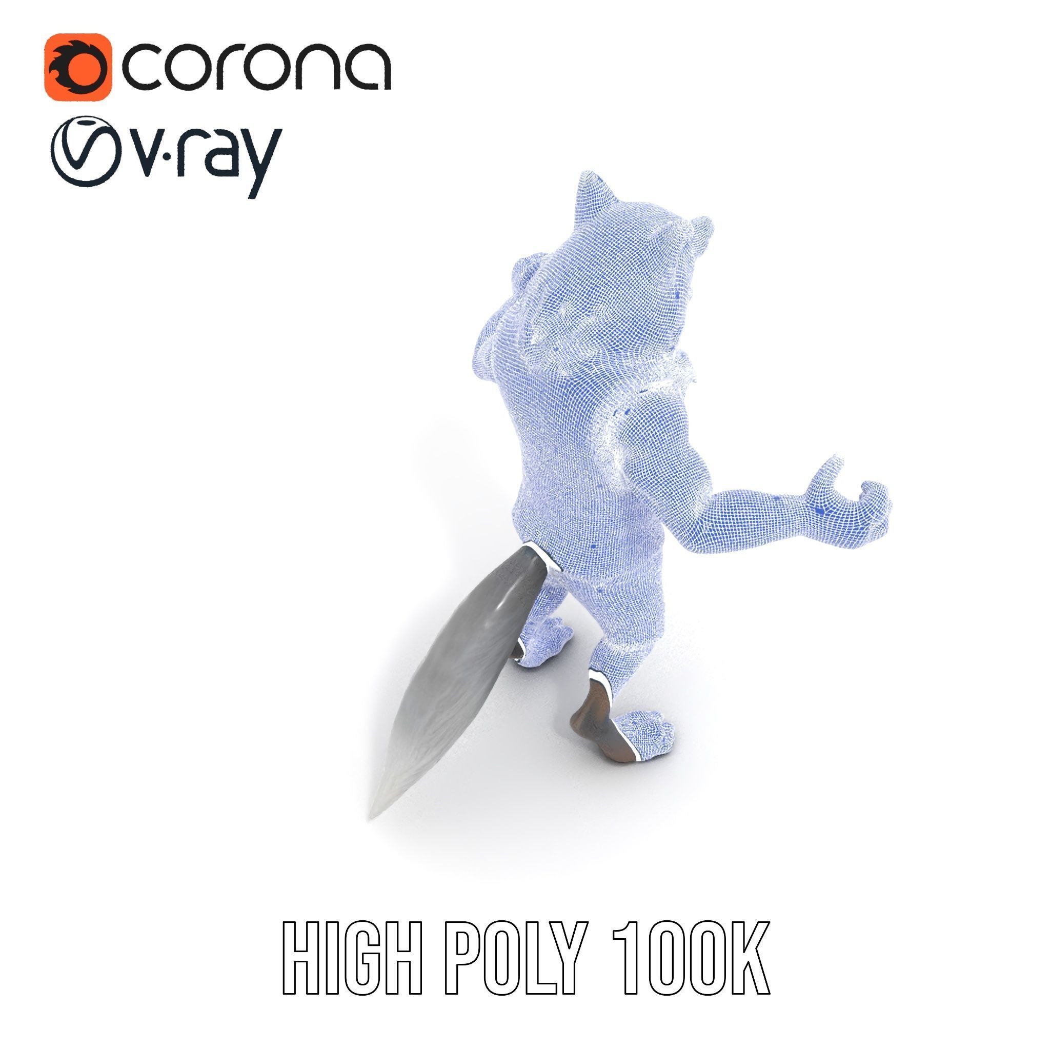 Ferocious Werewolf Hunter Rigged and Animated Character Model Low-poly 3D model_28