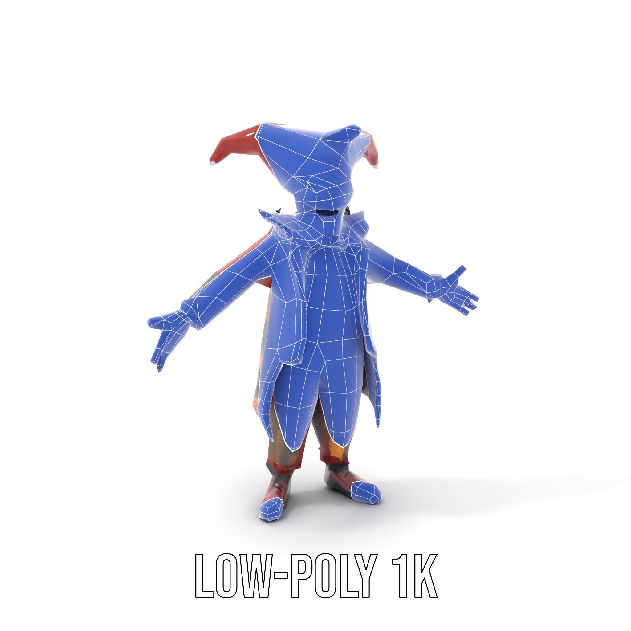 Jester Skull Character Model Rigged and Animated Low-poly 3D model_23