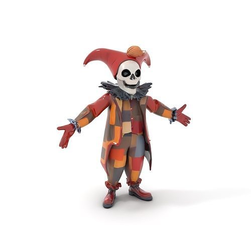 Jester Skull Character Model Rigged and Animated Low-poly 3D model