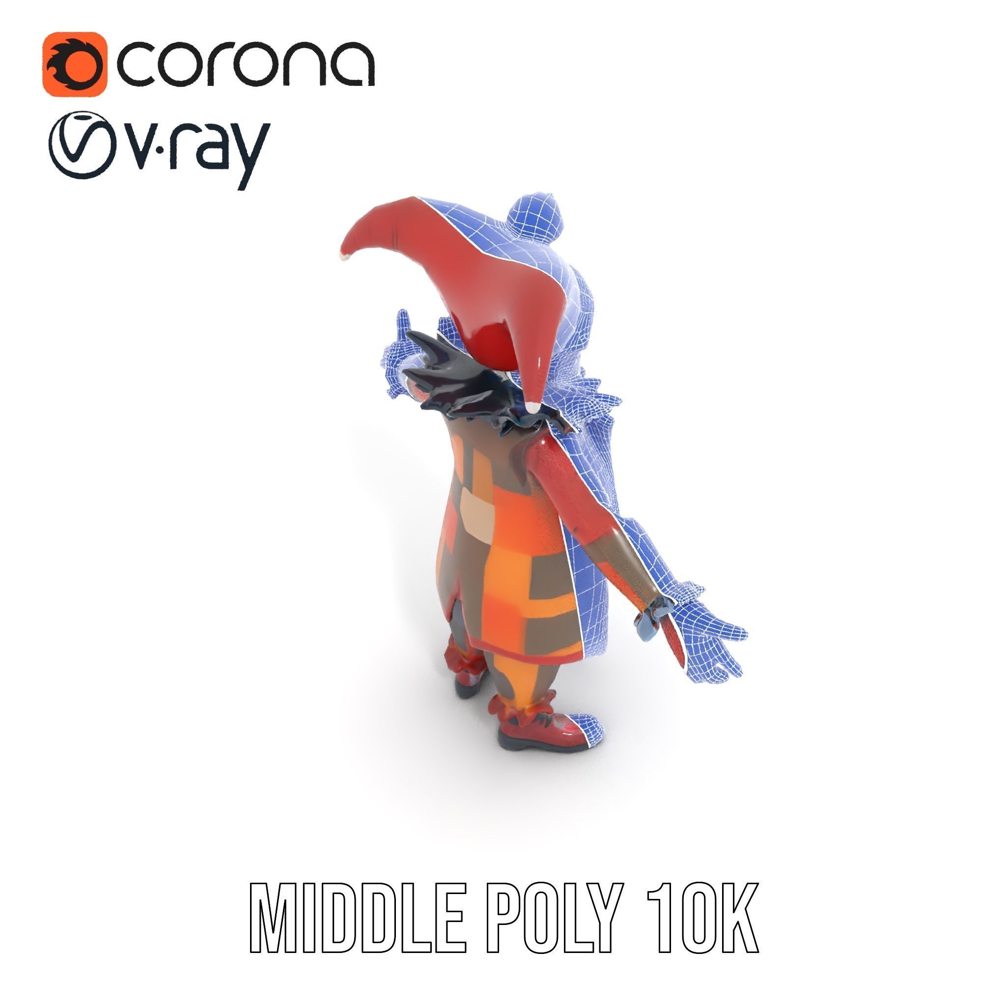 Jester Skull Character Model Rigged and Animated Low-poly 3D model_33