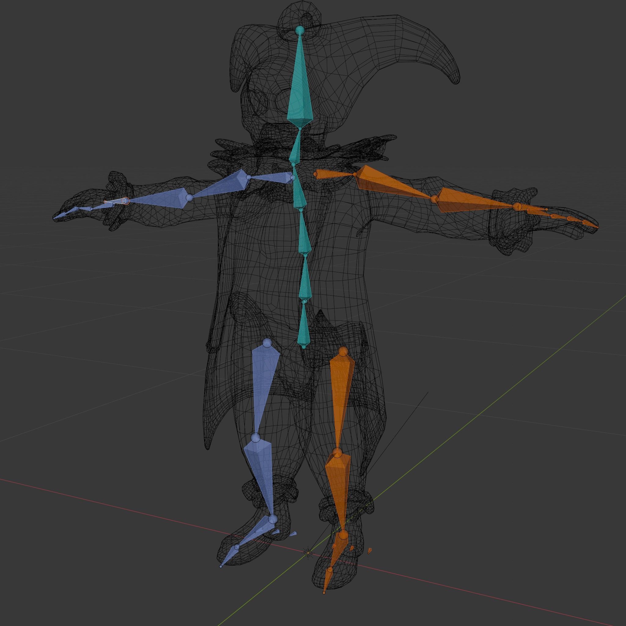 Jester Skull Character Model Rigged and Animated Low-poly 3D model_6