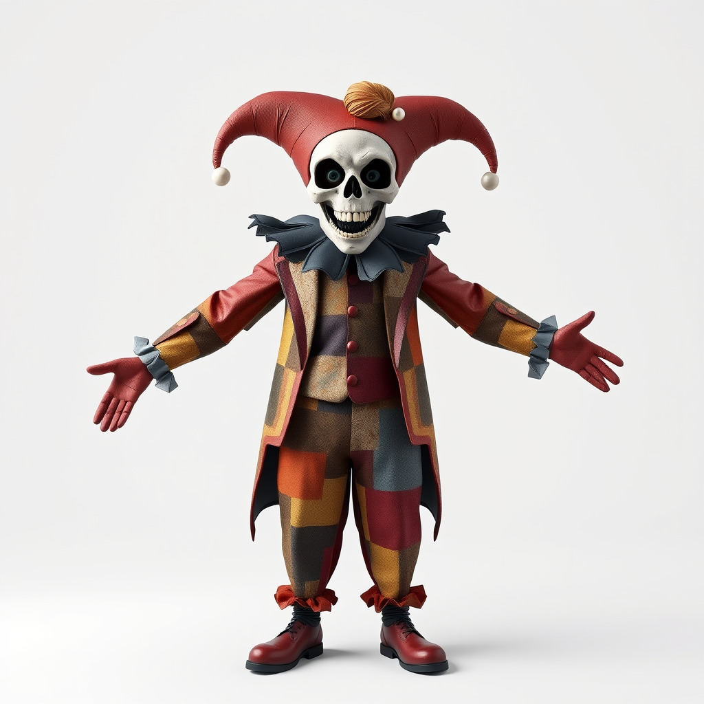Jester Skull Character Model Rigged and Animated Low-poly 3D model_3