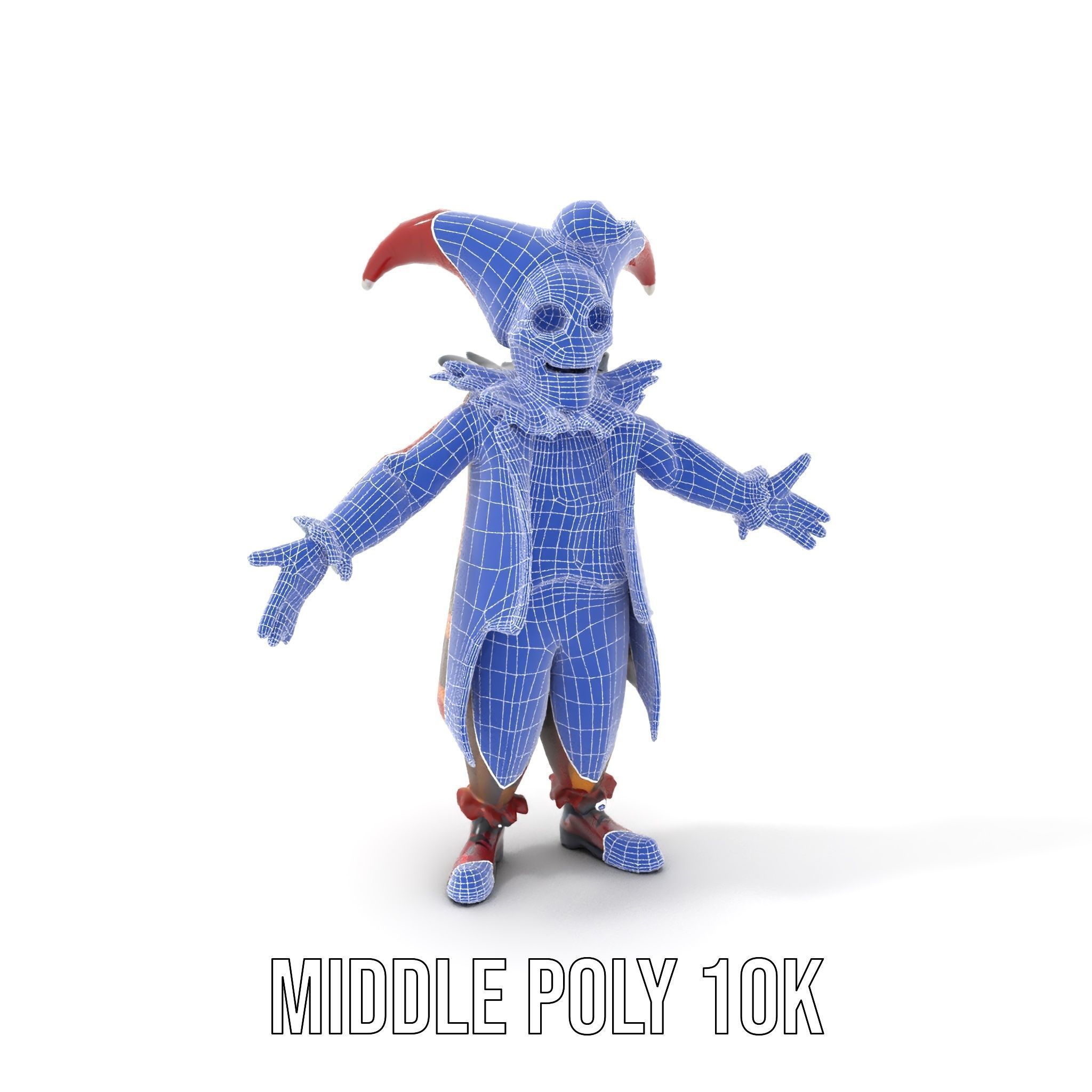 Jester Skull Character Model Rigged and Animated Low-poly 3D model_17