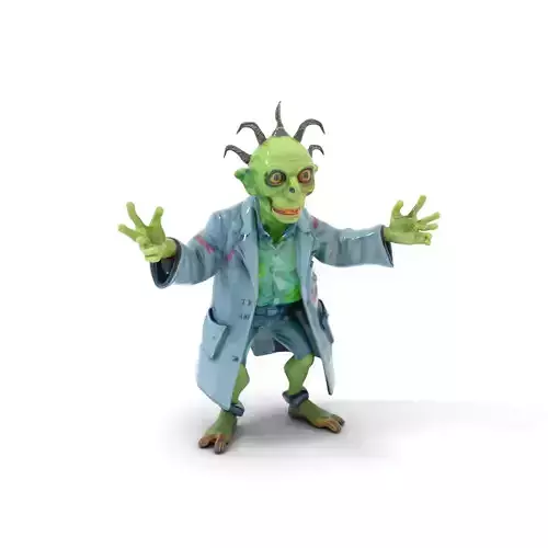 Green Goblin Scientist Rigged and Animated with Glowing Effects