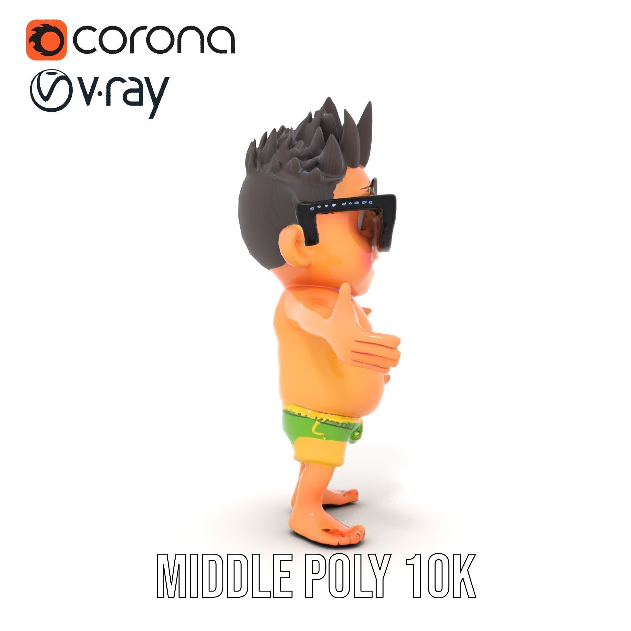 Happy Boy with Sunglasses D Model  Rigged and Animated Low-poly 3D model_12