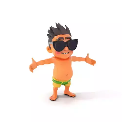 Happy Boy with Sunglasses D Model  Rigged and Animated Low-poly 3D model