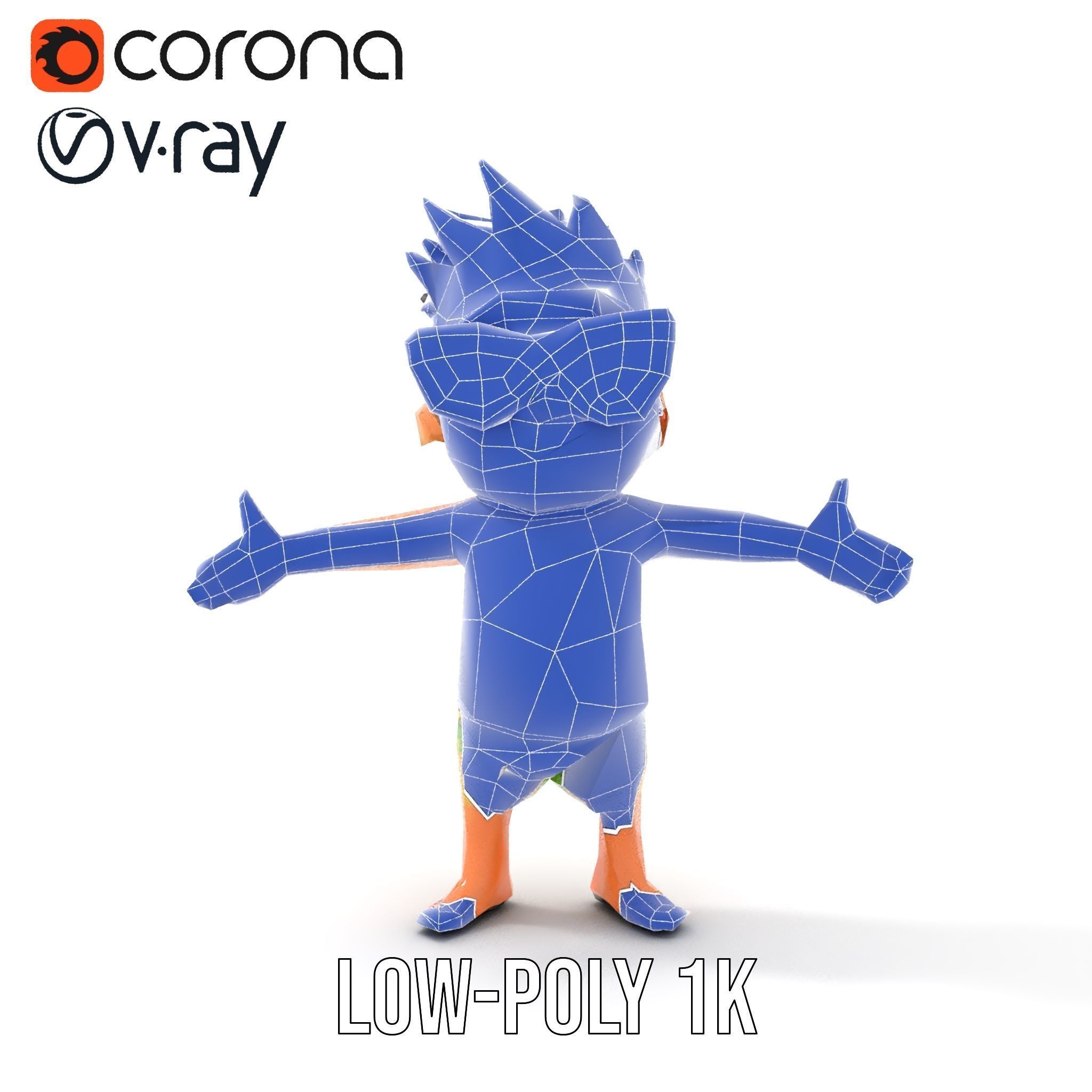 Happy Boy with Sunglasses D Model  Rigged and Animated Low-poly 3D model_20