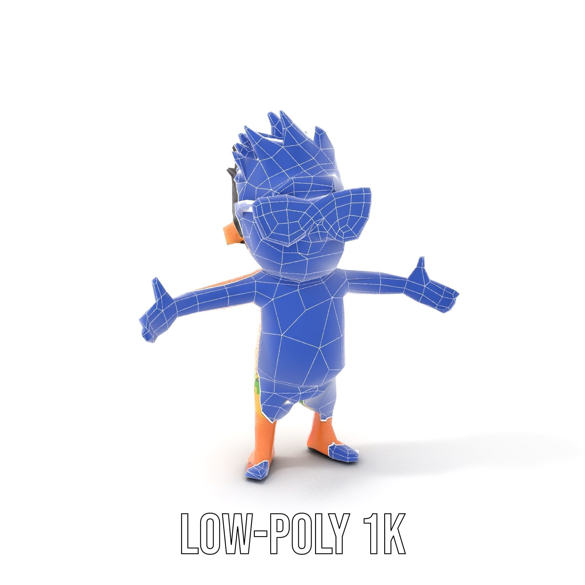 Happy Boy with Sunglasses D Model  Rigged and Animated Low-poly 3D model_15