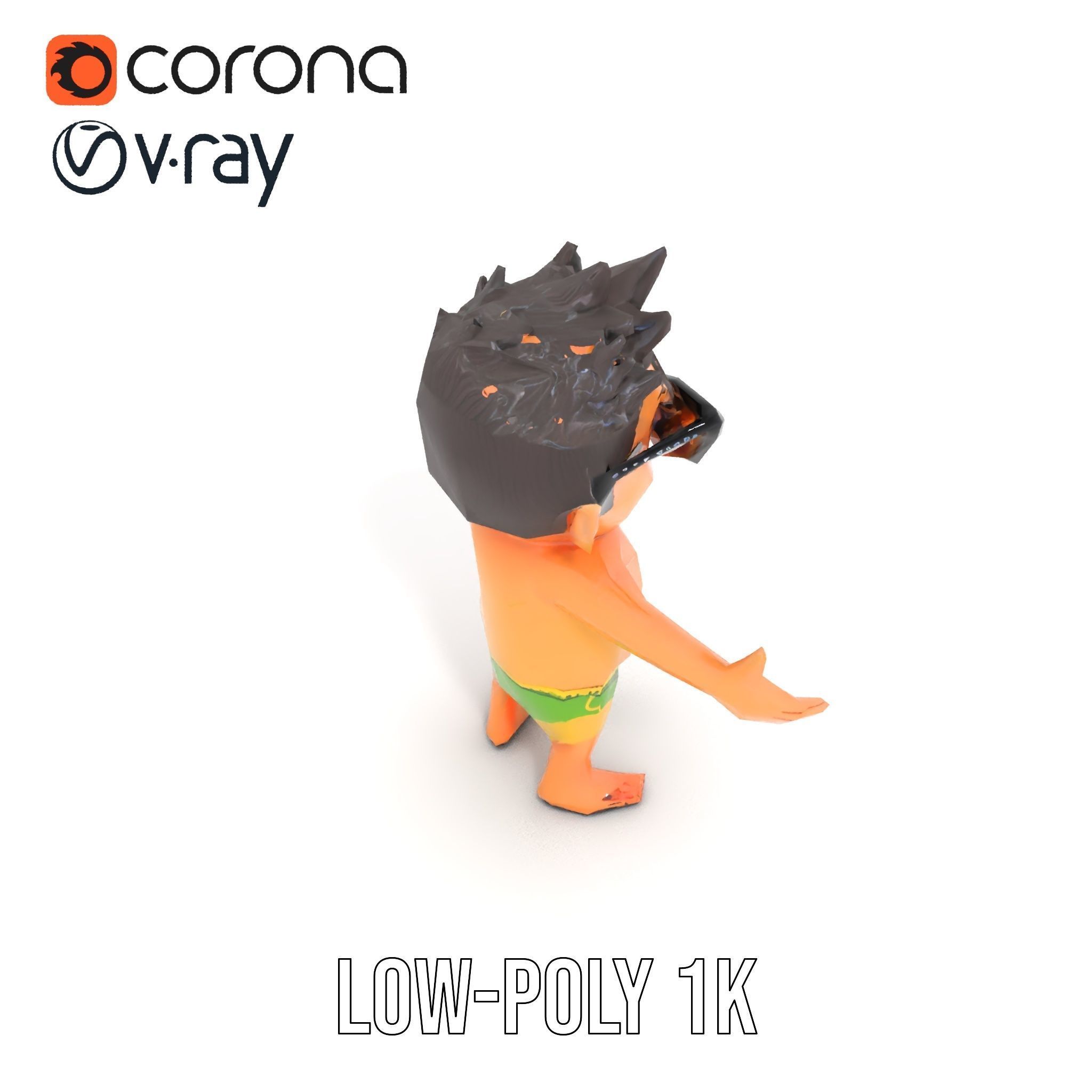 Happy Boy with Sunglasses D Model  Rigged and Animated Low-poly 3D model_18