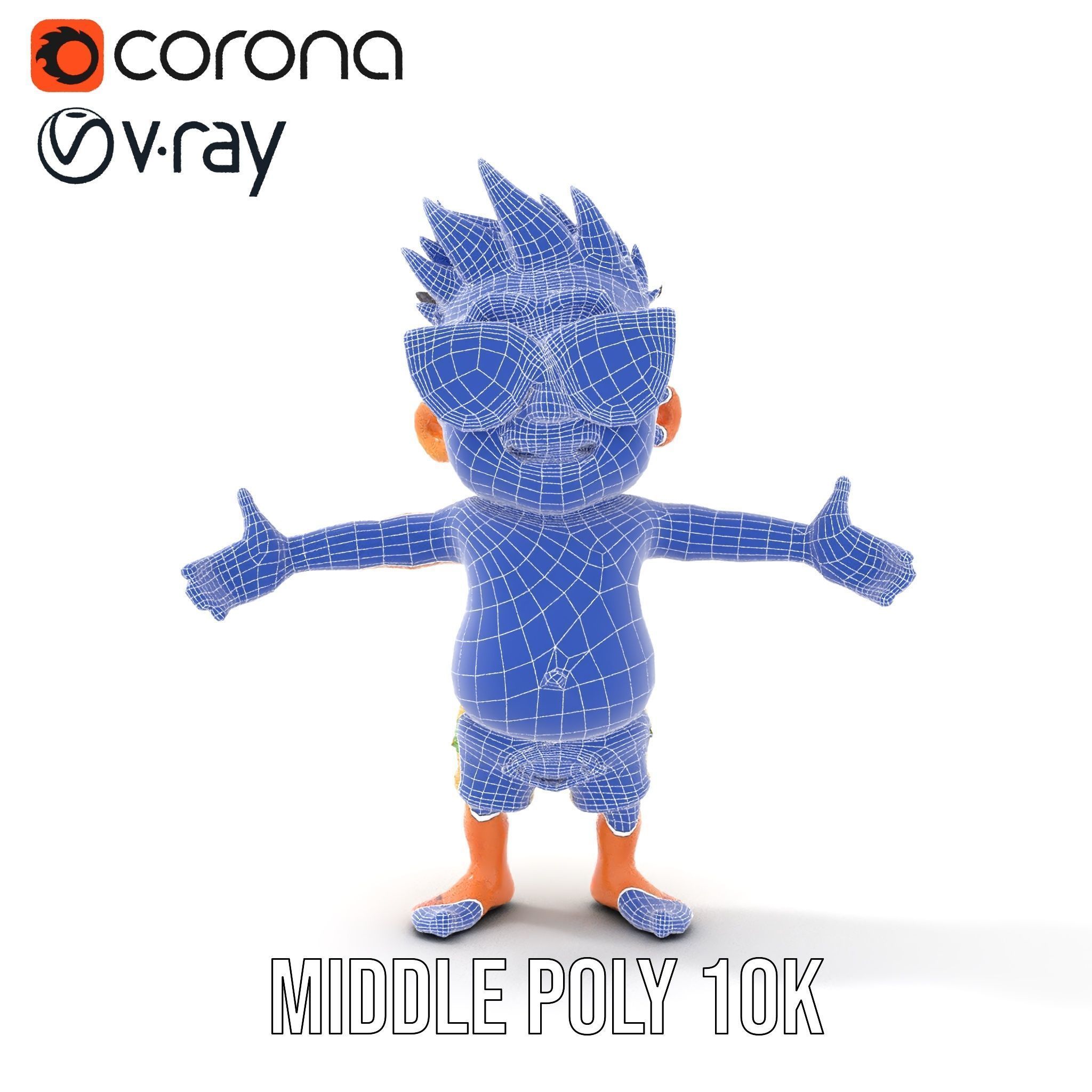 Happy Boy with Sunglasses D Model  Rigged and Animated Low-poly 3D model_33