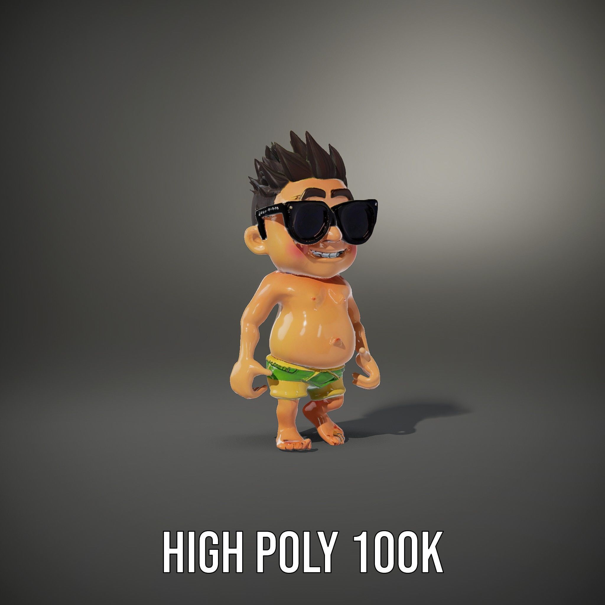 Happy Boy with Sunglasses D Model  Rigged and Animated Low-poly 3D model_9