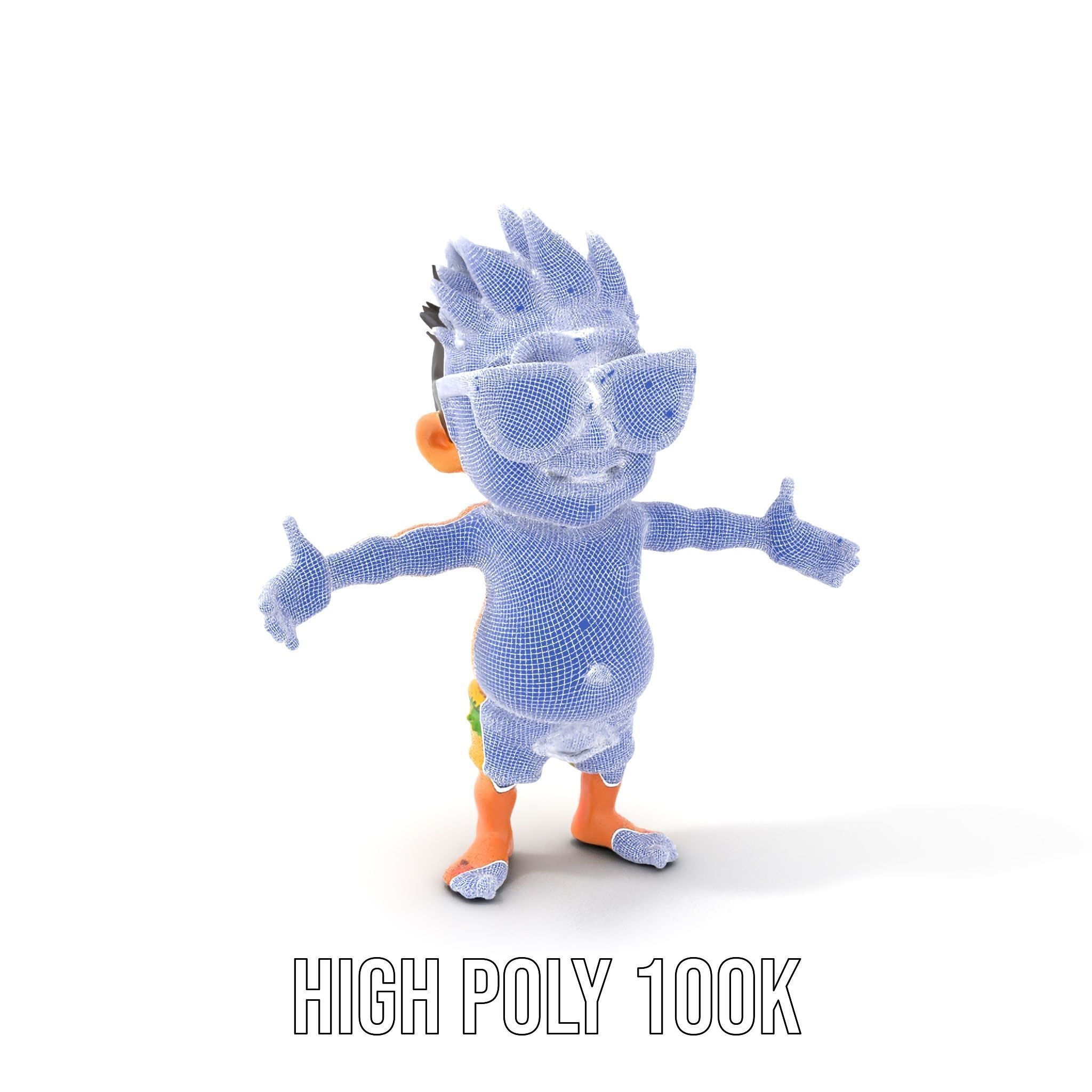 Happy Boy with Sunglasses D Model  Rigged and Animated Low-poly 3D model_5