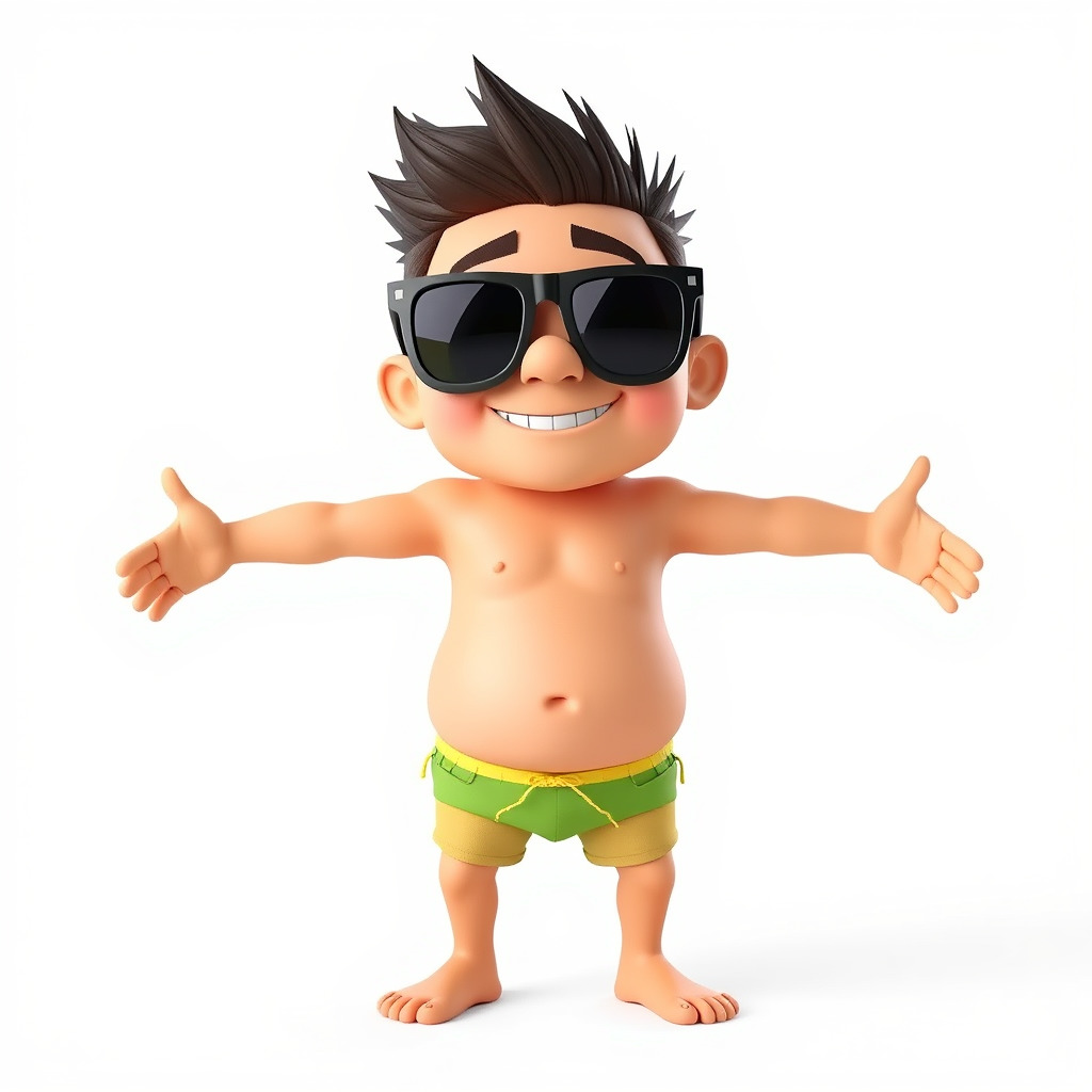 Happy Boy with Sunglasses D Model  Rigged and Animated Low-poly 3D model_3