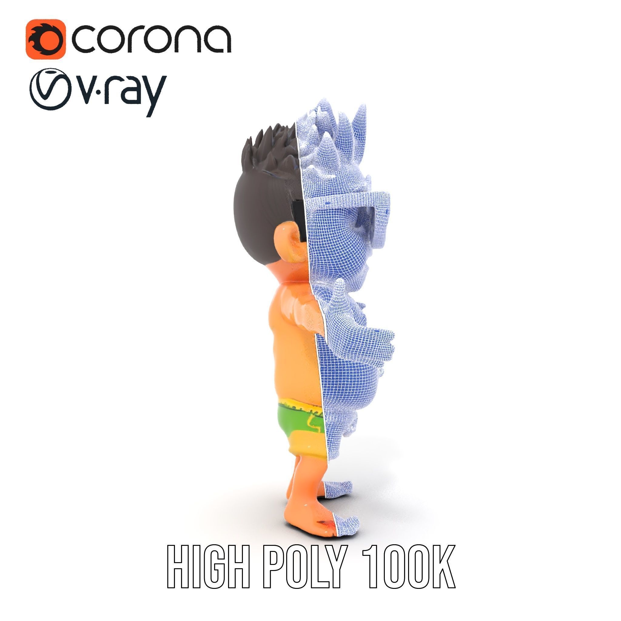 Happy Boy with Sunglasses D Model  Rigged and Animated Low-poly 3D model_37