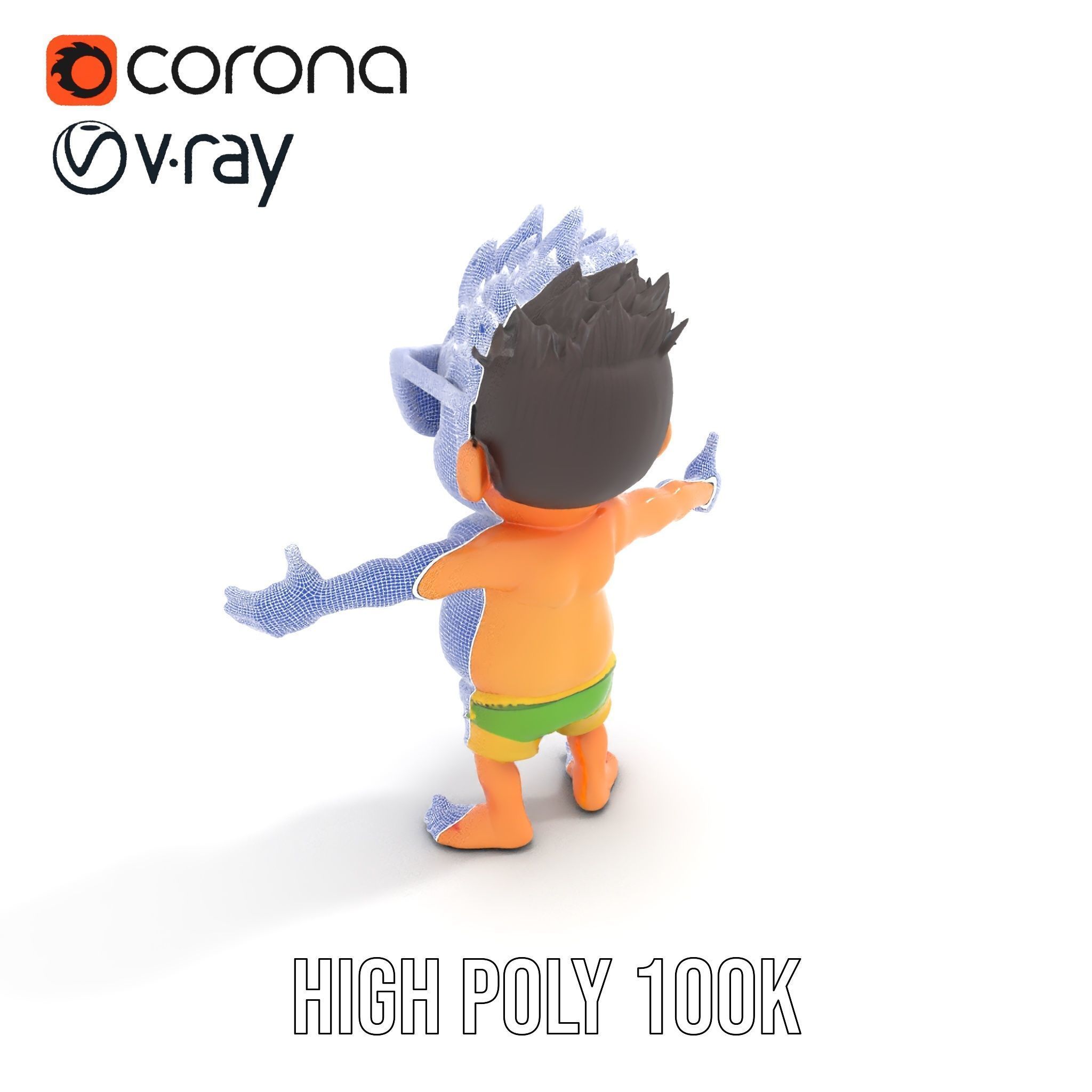 Happy Boy with Sunglasses D Model  Rigged and Animated Low-poly 3D model_34