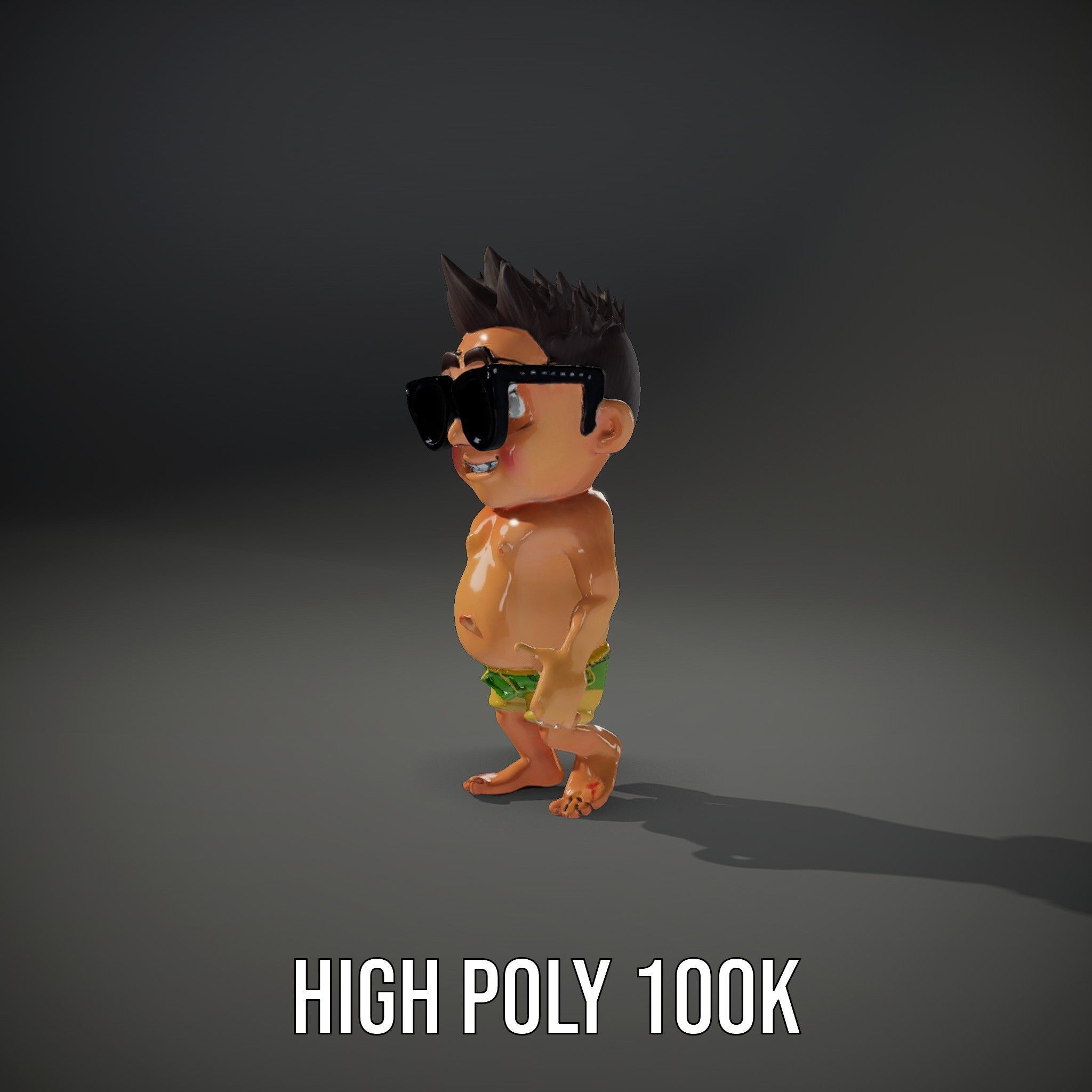 Happy Boy with Sunglasses D Model  Rigged and Animated Low-poly 3D model_11
