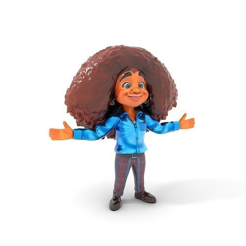 AfroStyle Character Rigged and Animated D Model Low-poly 3D model