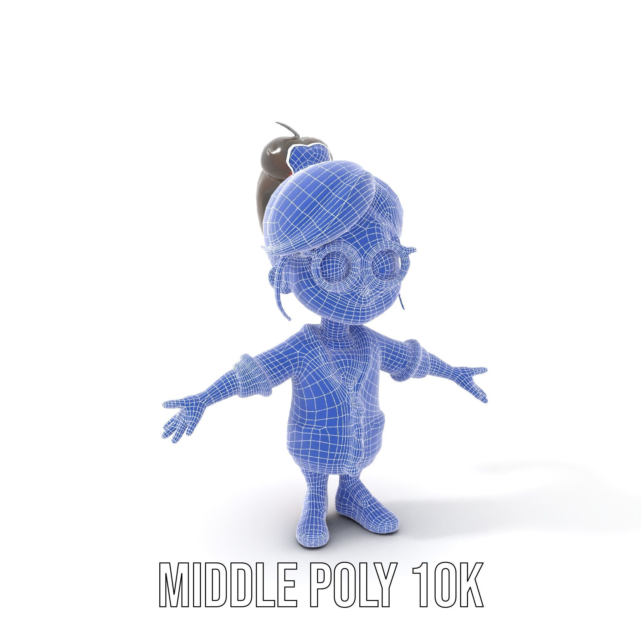 D Female Child Model with Glasses in Purple Outfit Rigged and... Low-poly 3D model_16