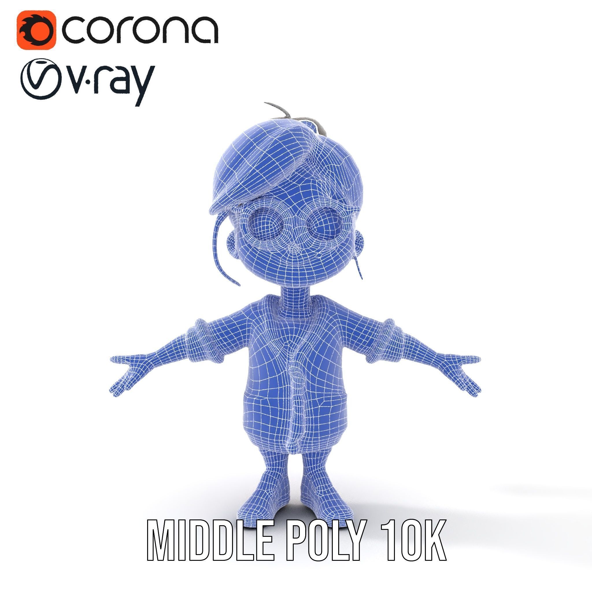 D Female Child Model with Glasses in Purple Outfit Rigged and... Low-poly 3D model_22