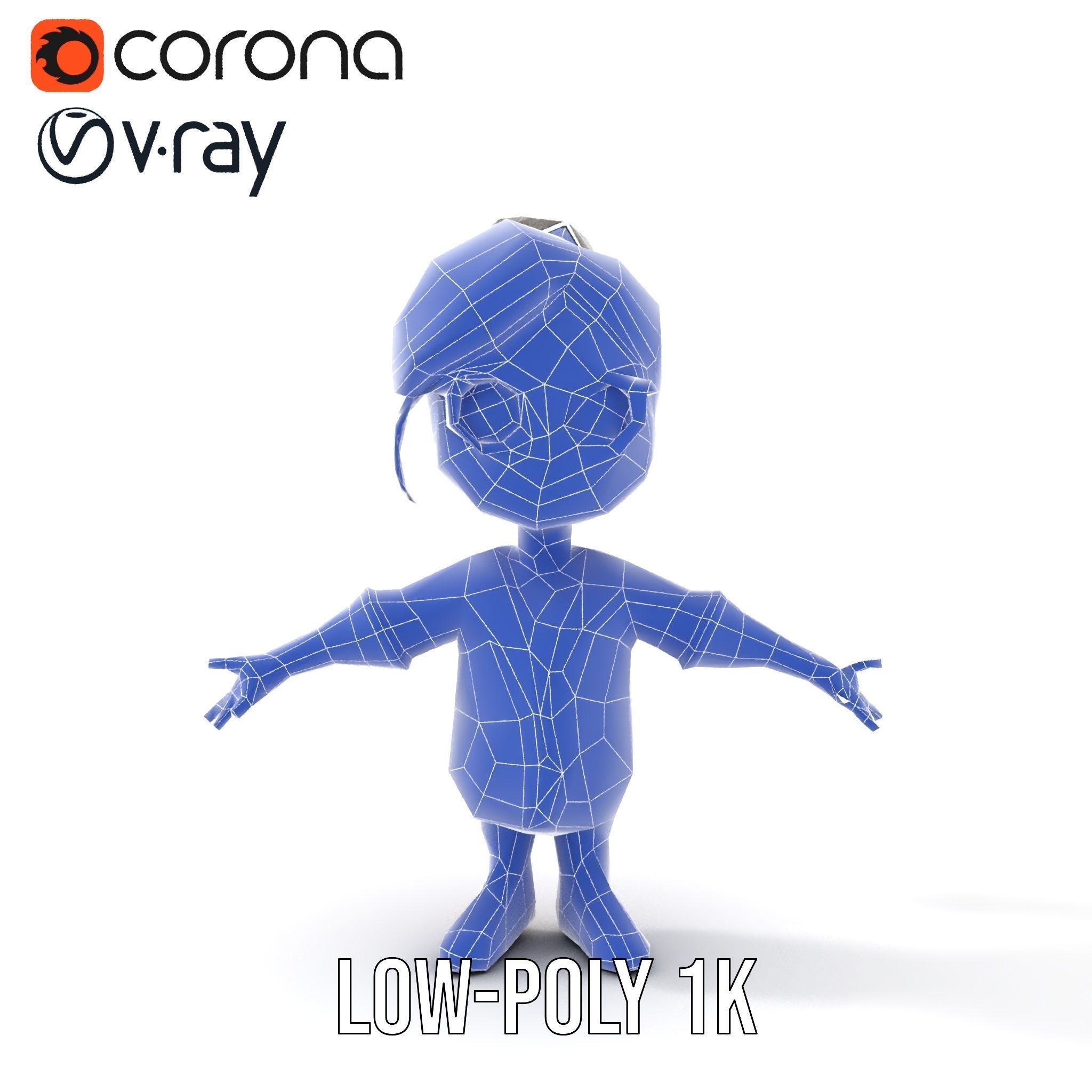 D Female Child Model with Glasses in Purple Outfit Rigged and... Low-poly 3D model_31