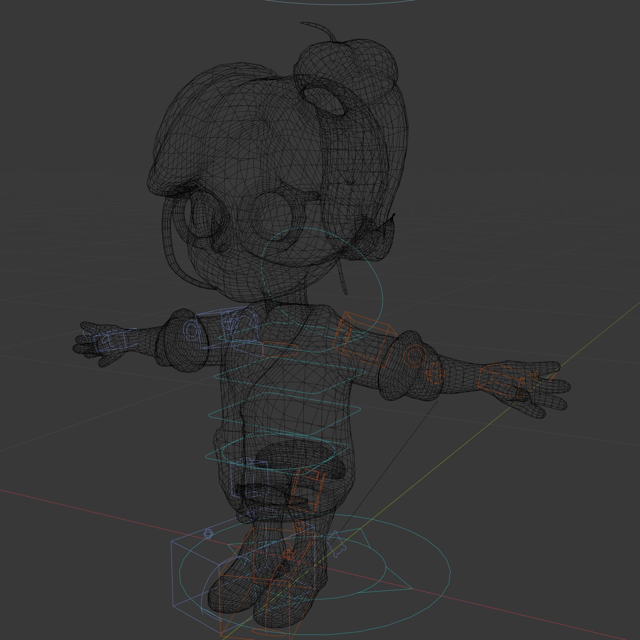 D Female Child Model with Glasses in Purple Outfit Rigged and... Low-poly 3D model_6