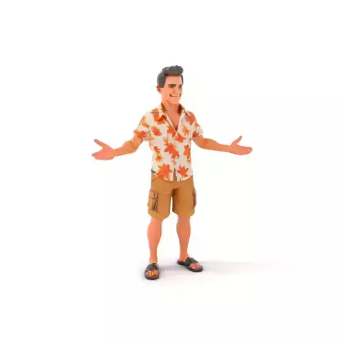 Casual Summer Guy Rigged and Animated D Character Model