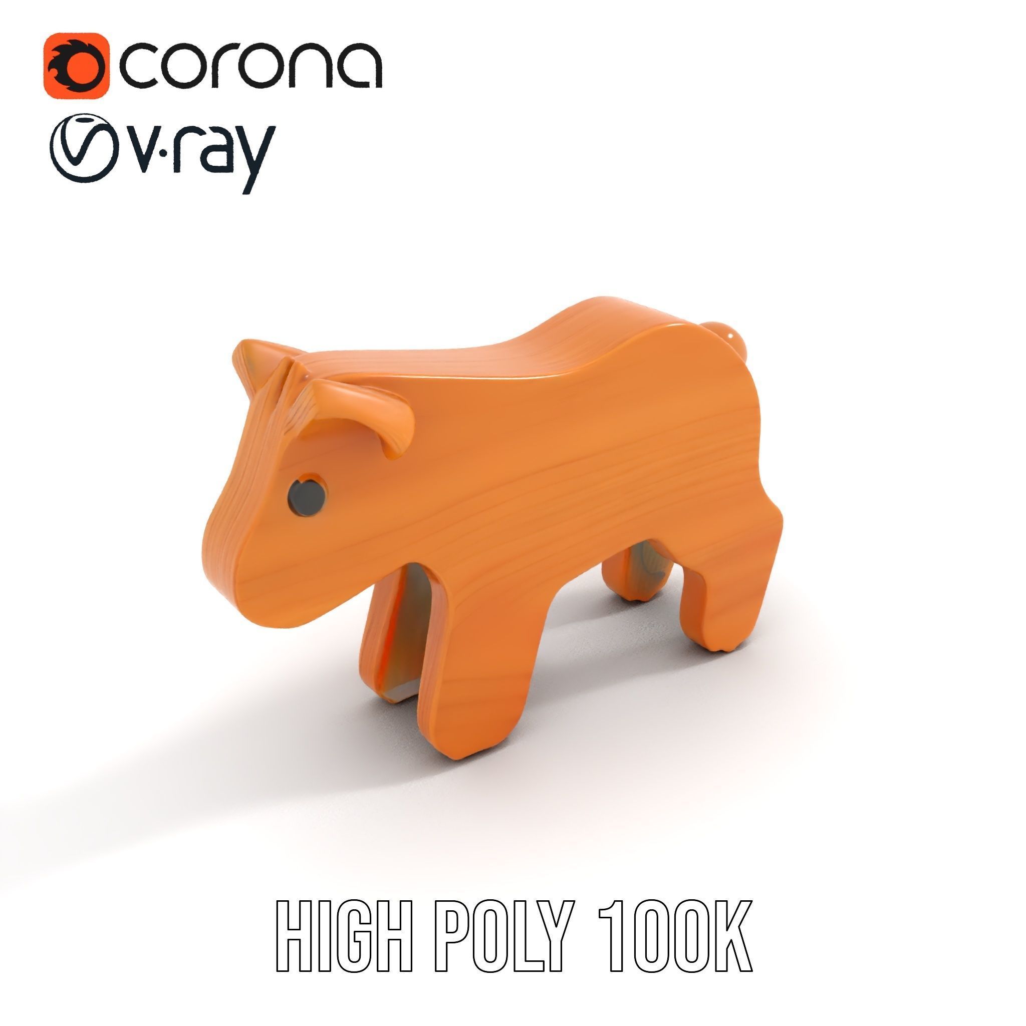 Wooden Toy Animal Model Pack Low-poly 3D model_15