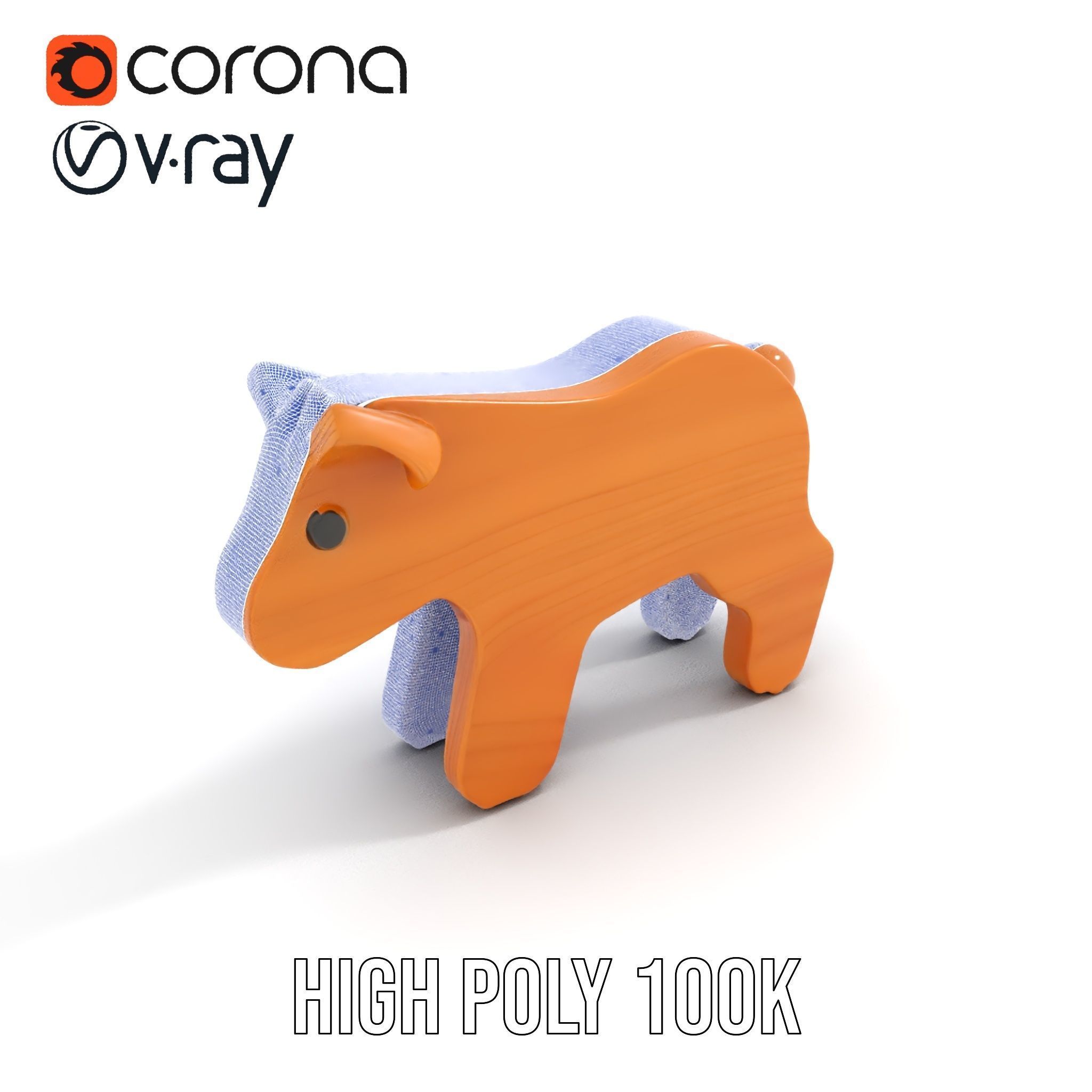 Wooden Toy Animal Model Pack Low-poly 3D model_26