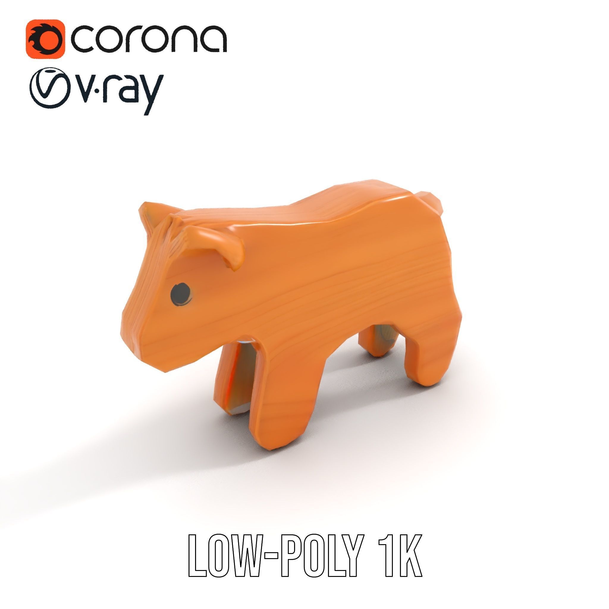 Wooden Toy Animal Model Pack Low-poly 3D model_7