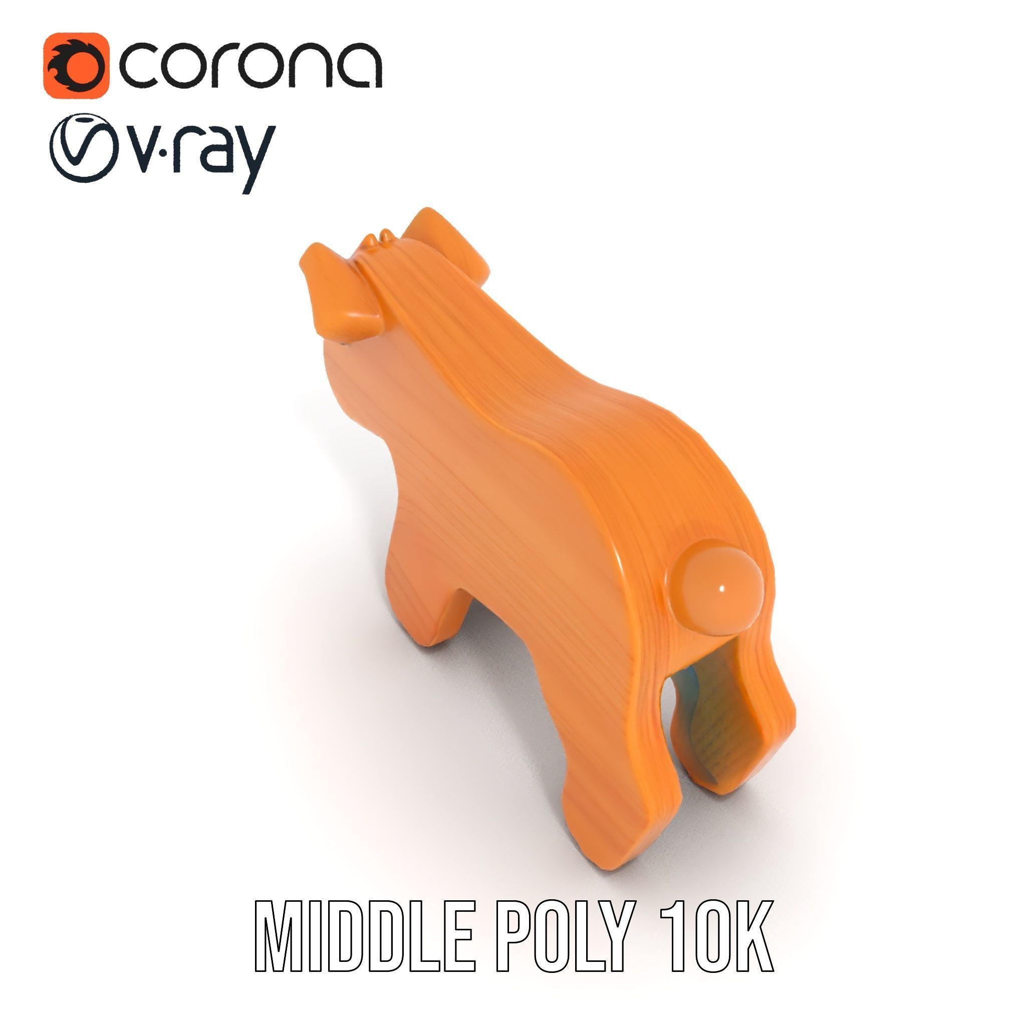 Wooden Toy Animal Model Pack Low-poly 3D model_6