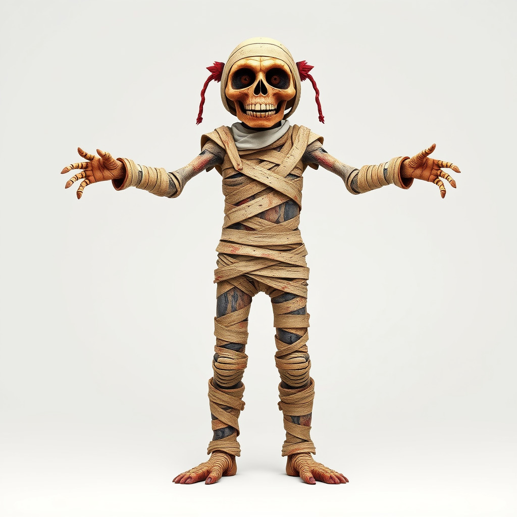 Mummy Skeleton Warrior Rigged and Animated Character Model Low-poly 3D model_2