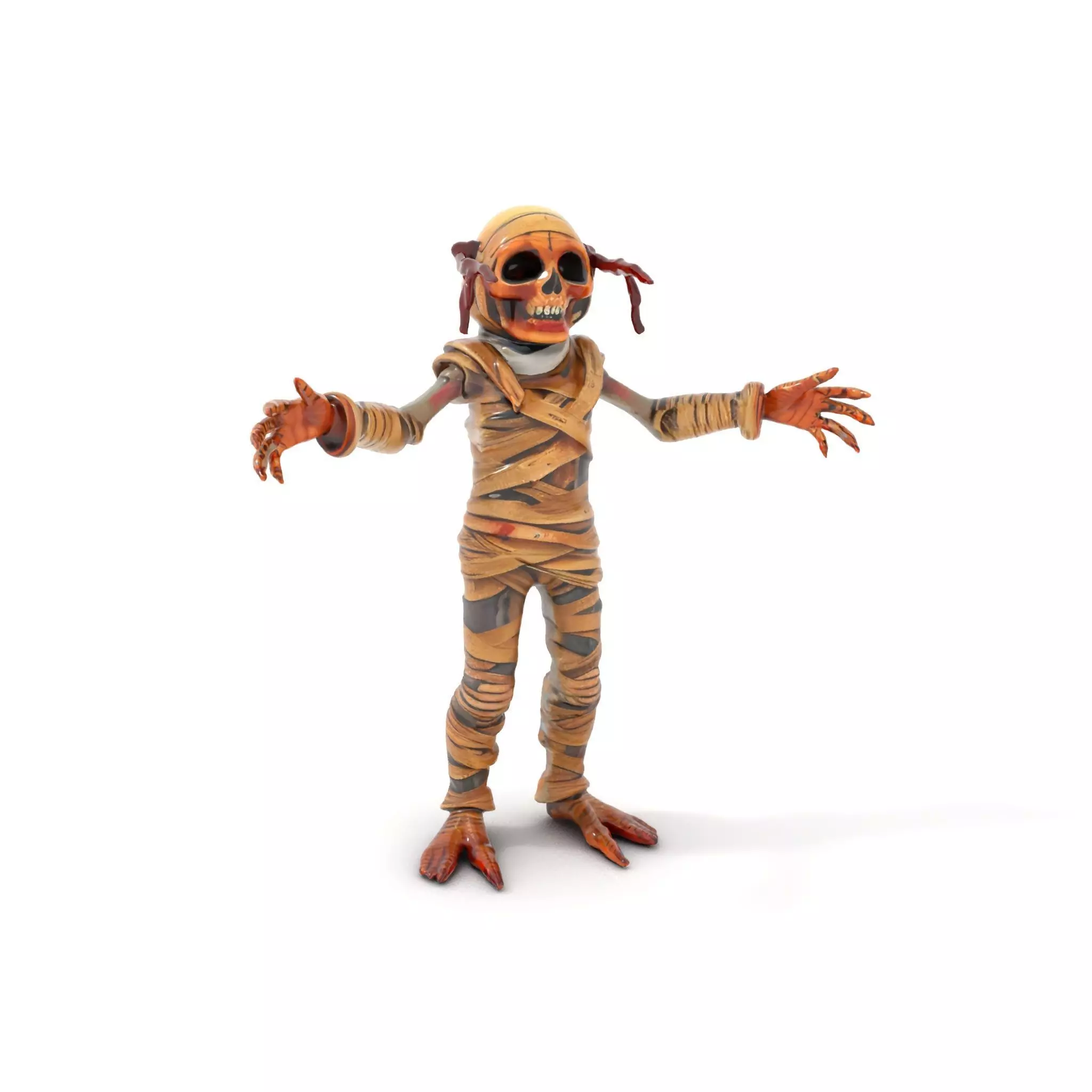 Mummy Skeleton Warrior Rigged and Animated Character Model Low-poly 3D model_0
