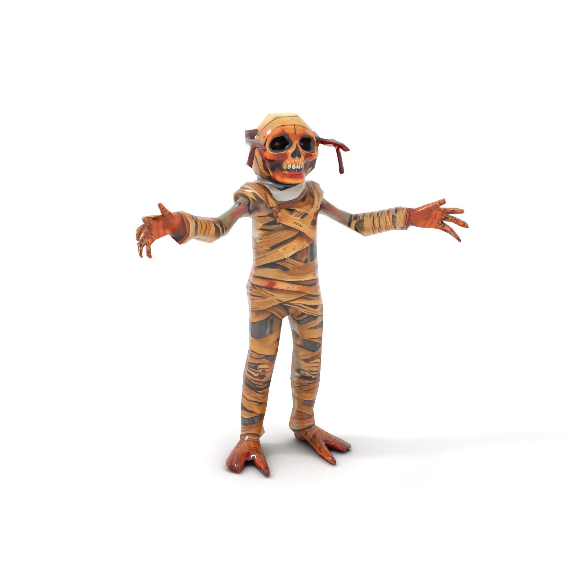 Mummy Skeleton Warrior Rigged and Animated Character Model Low-poly 3D model_7