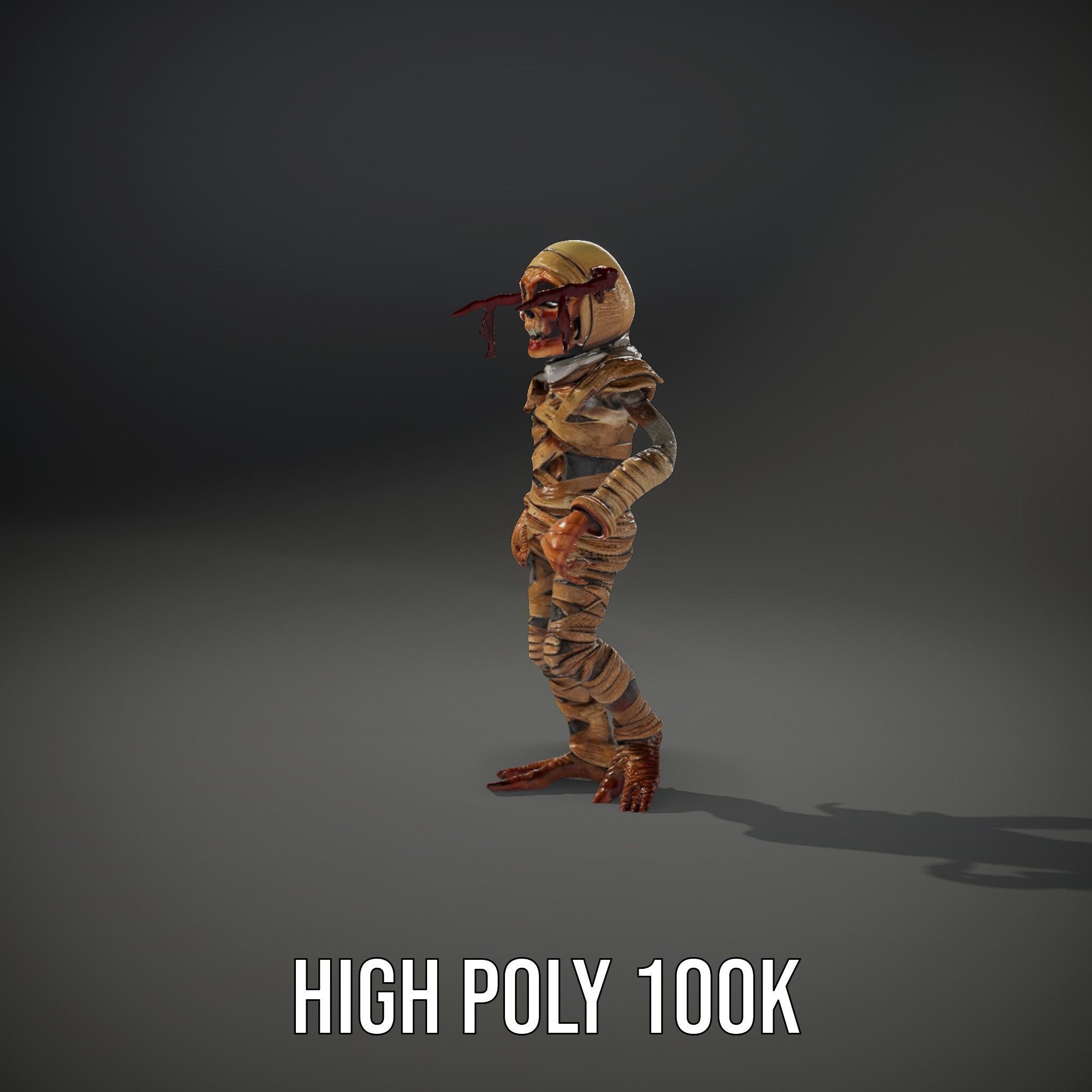Mummy Skeleton Warrior Rigged and Animated Character Model Low-poly 3D model_8