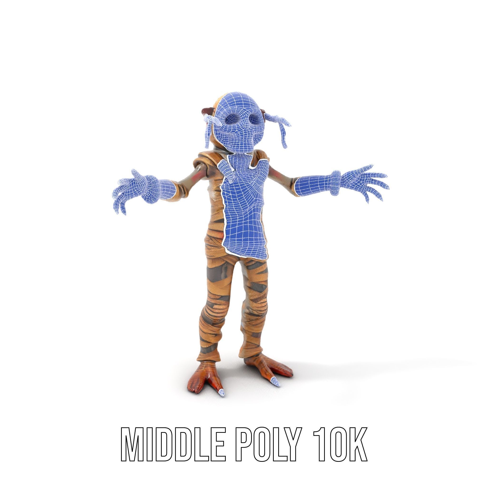 Mummy Skeleton Warrior Rigged and Animated Character Model Low-poly 3D model_29