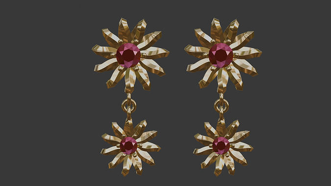 3D Printable Earrings Designs - Fashion Earring-16 Low-poly 3D print model