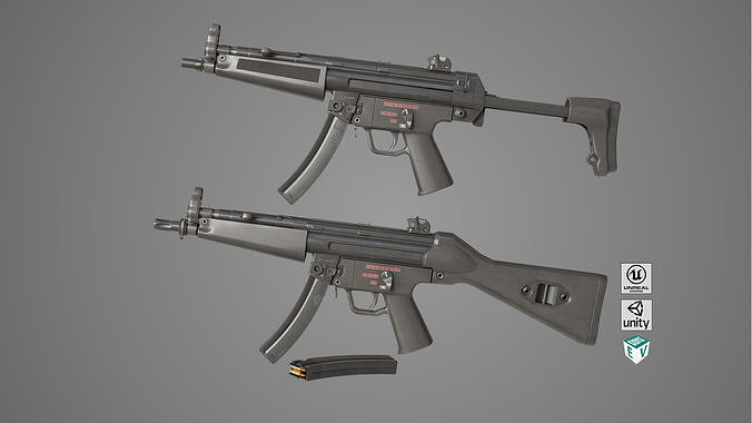  Machine Guns15 Two Black Single Mat All PBR Unity UE Textures Low-poly 3D model