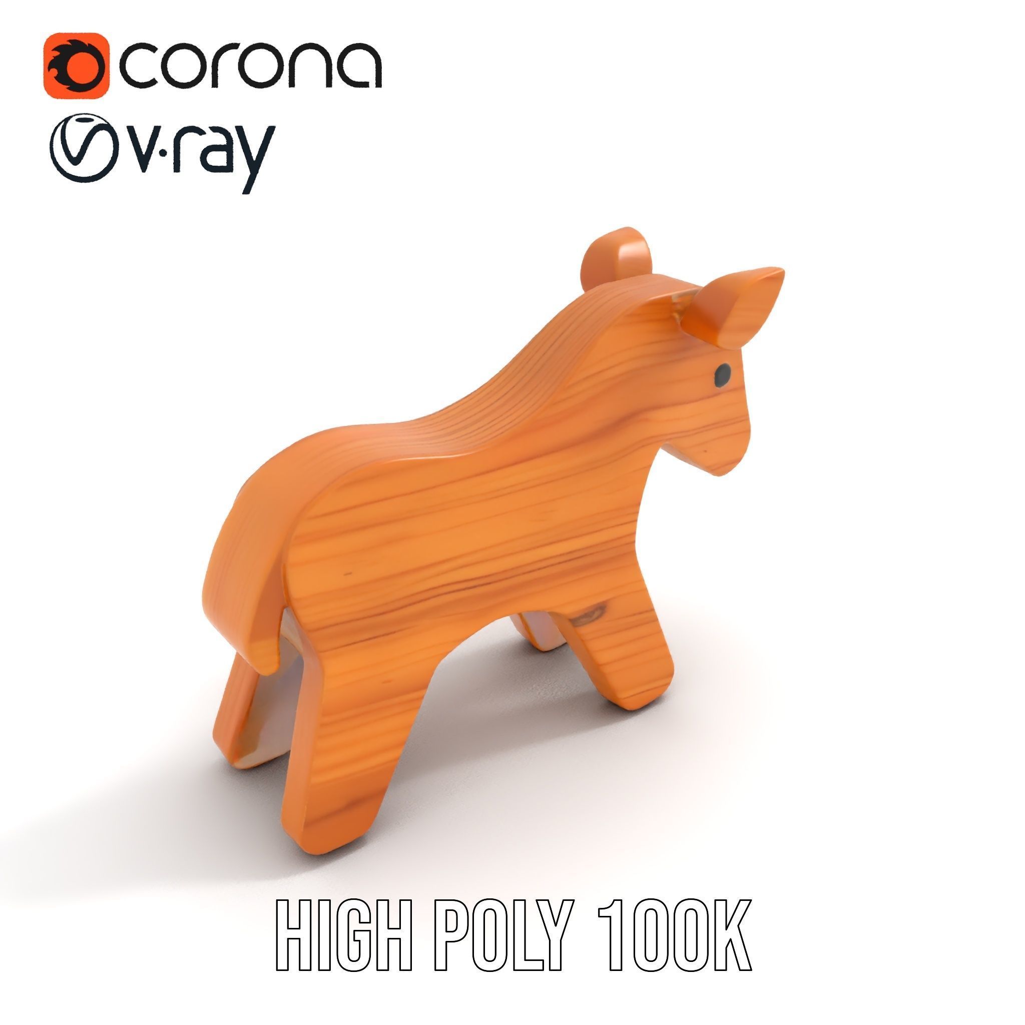 Wooden Horse Toy D Model Pack Low-poly 3D model_22