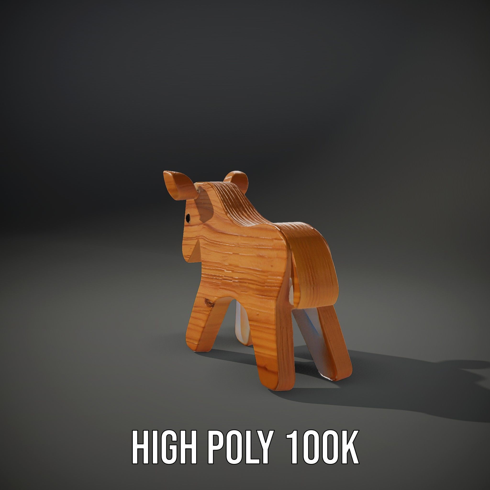 Wooden Horse Toy D Model Pack Low-poly 3D model_10