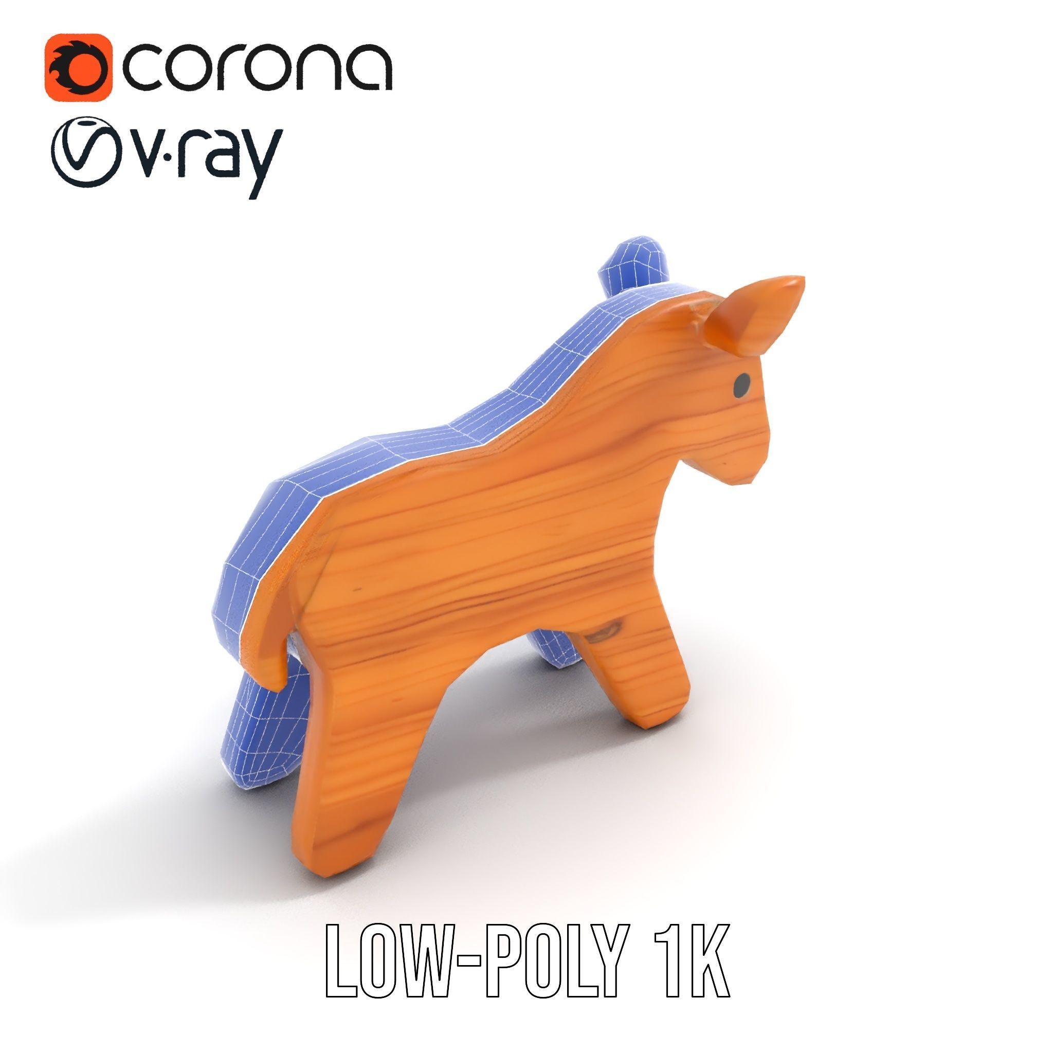 Wooden Horse Toy D Model Pack Low-poly 3D model_30