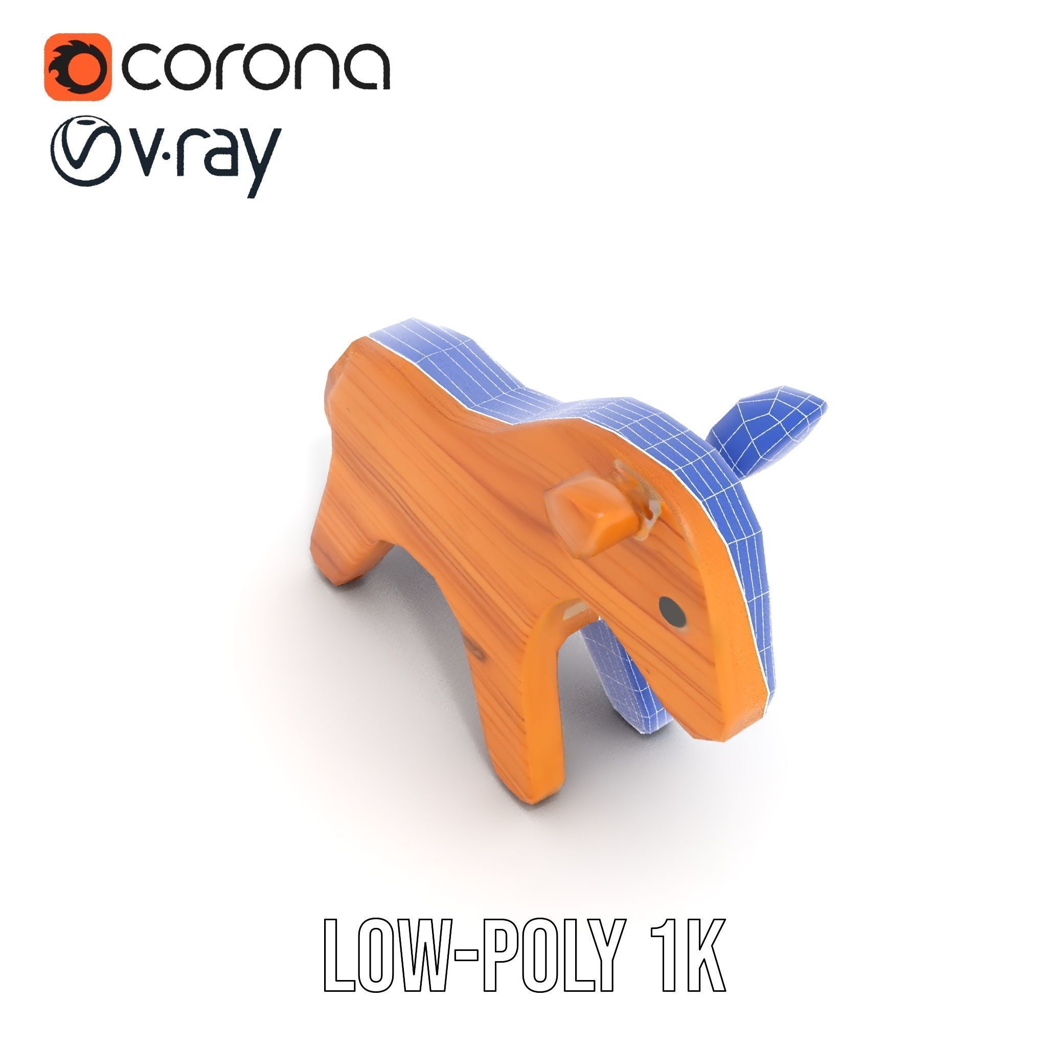 Wooden Horse Toy D Model Pack Low-poly 3D model_24