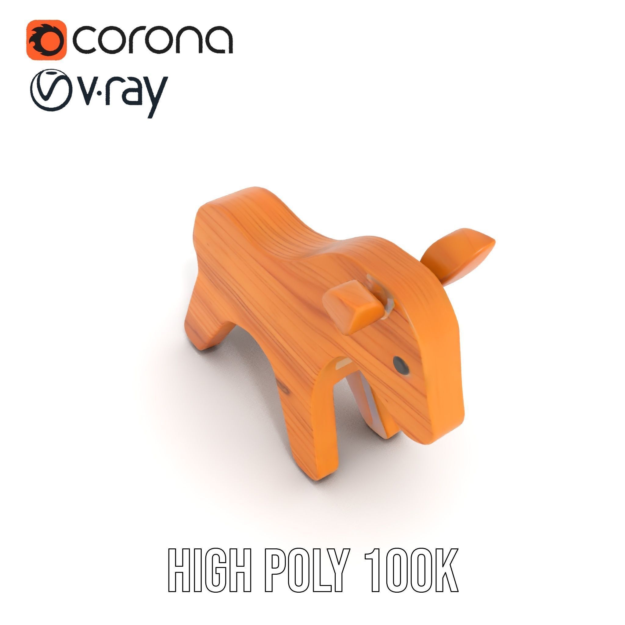 Wooden Horse Toy D Model Pack Low-poly 3D model_31