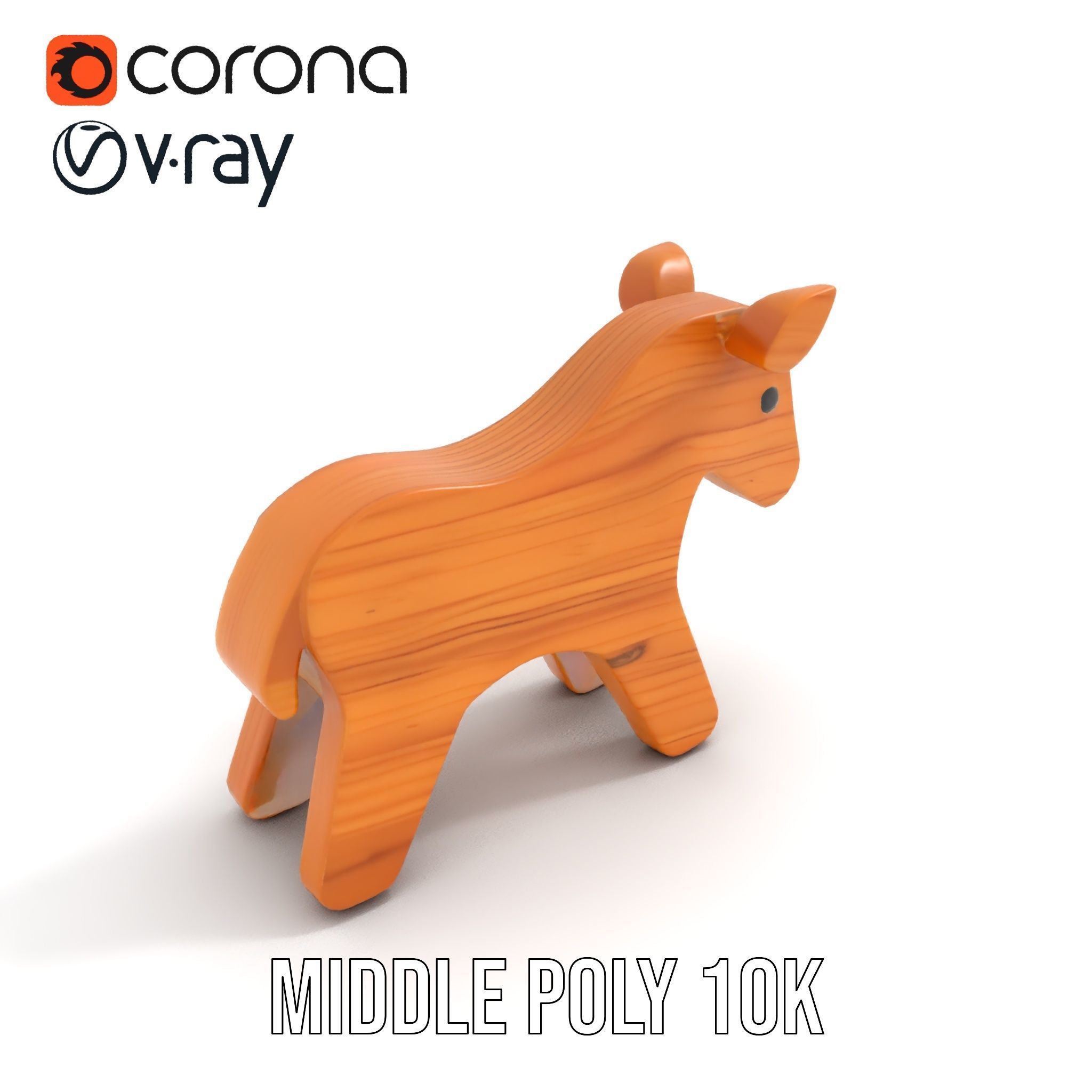 Wooden Horse Toy D Model Pack Low-poly 3D model_6