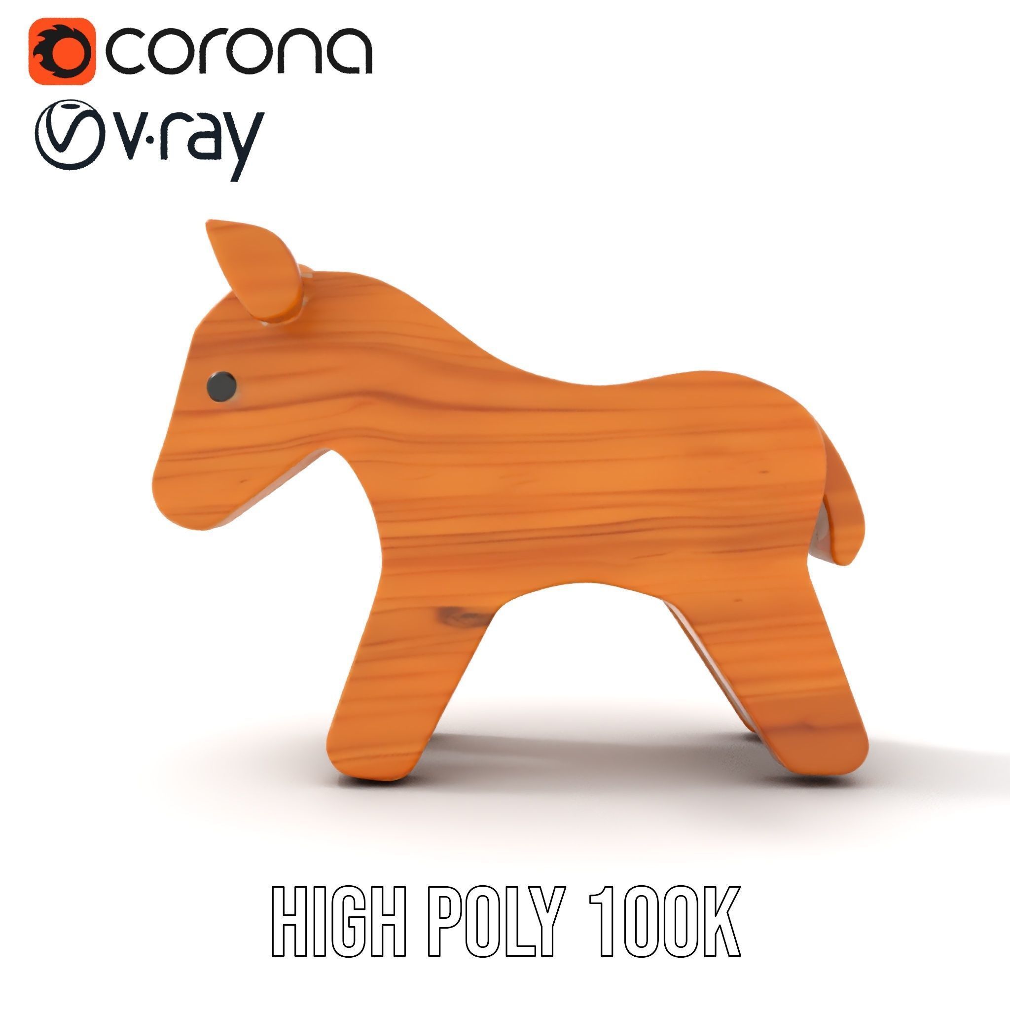 Wooden Horse Toy D Model Pack Low-poly 3D model_15
