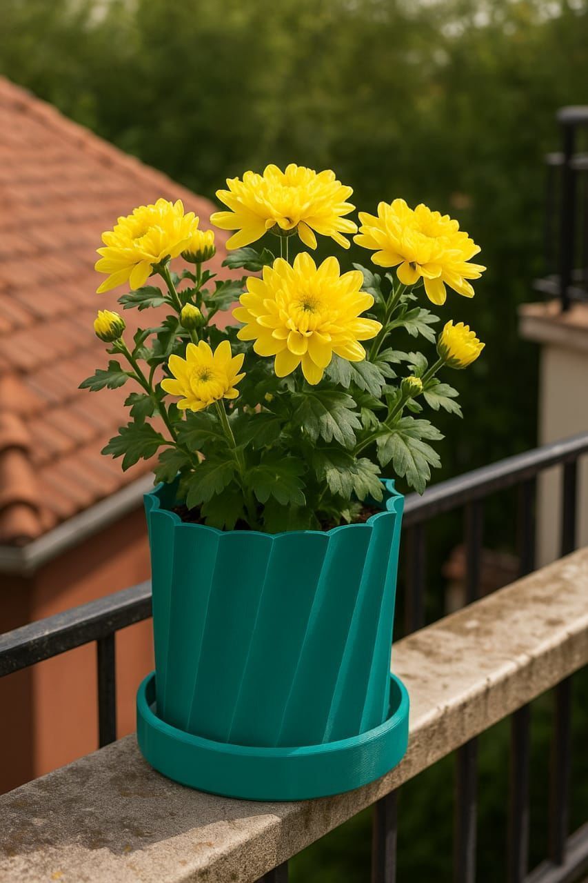 Twisted Spiral Flower Pot  3D print model_3